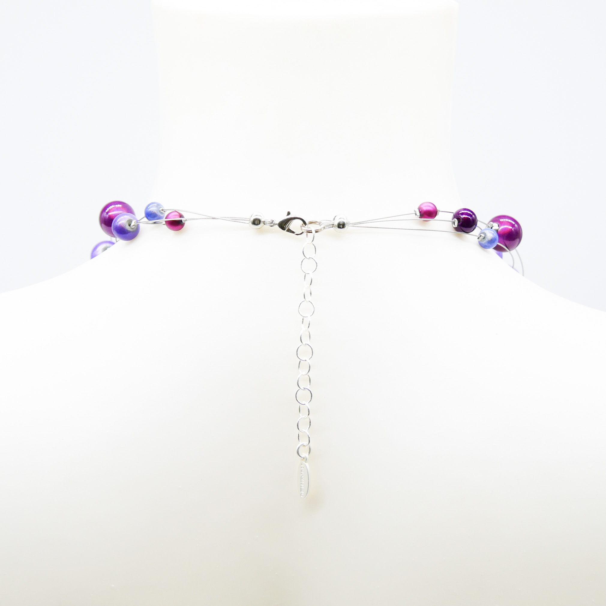 Color Explosion, kurze 3-Strang Kette "Miracle Beads" Perlen - violett