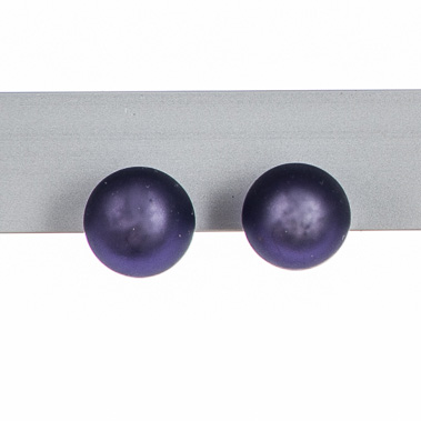 Lampenperlen-Ohrstecker aus handgefertigten Glasperlen, 12x8mm, violettblau matt