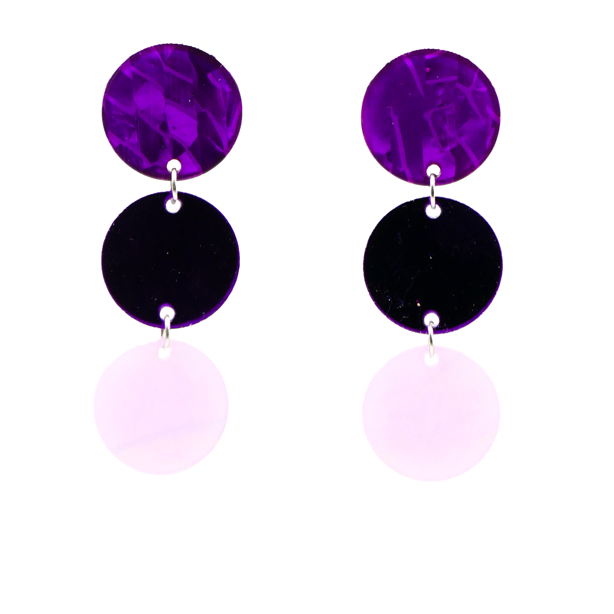 "Color Exlposion", Ohrstecker 3er Ampel Ø 22 mm purple