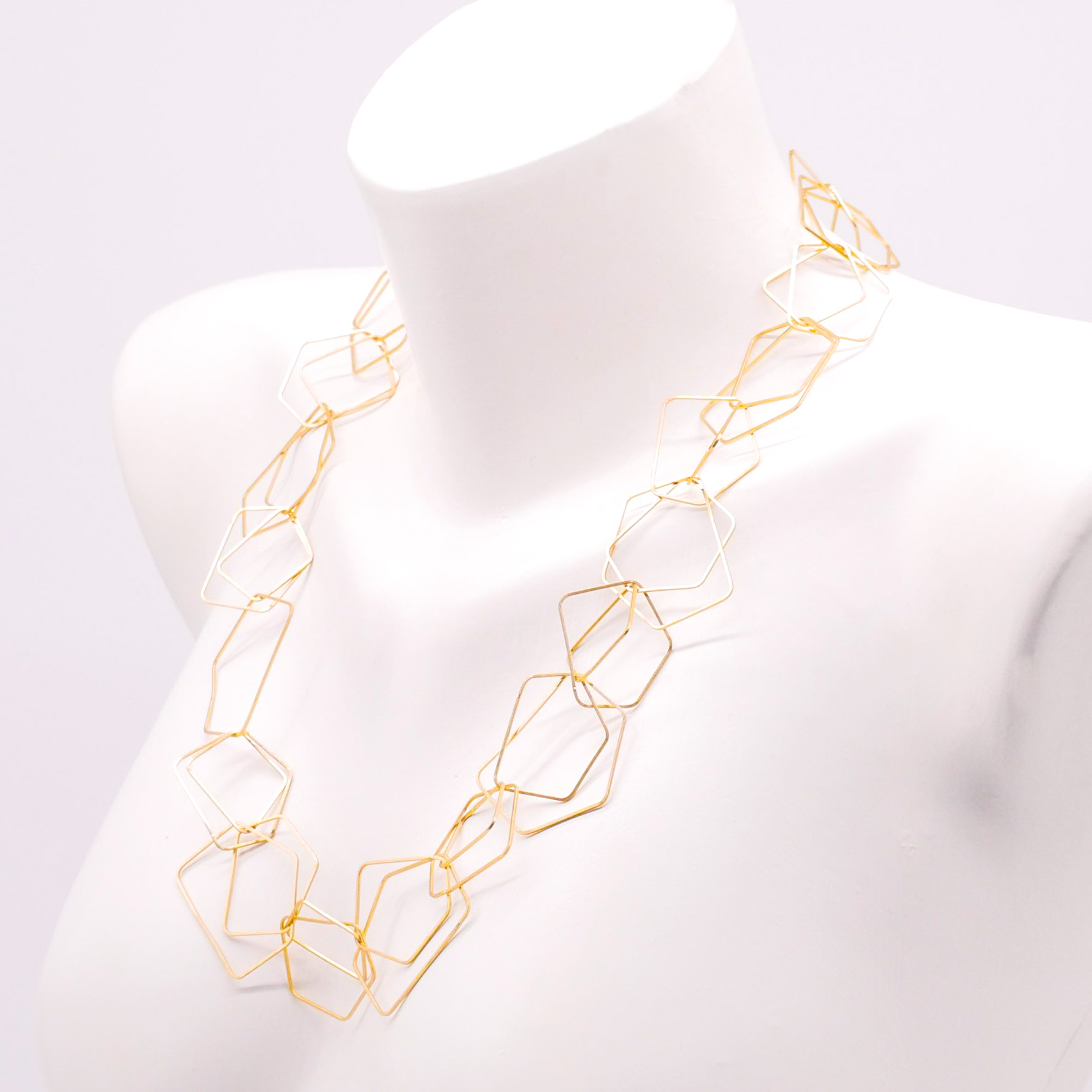 "Charmkette" Gliederkette, doppeltes Vieleck, kurz, vergoldet, ca. 60cm