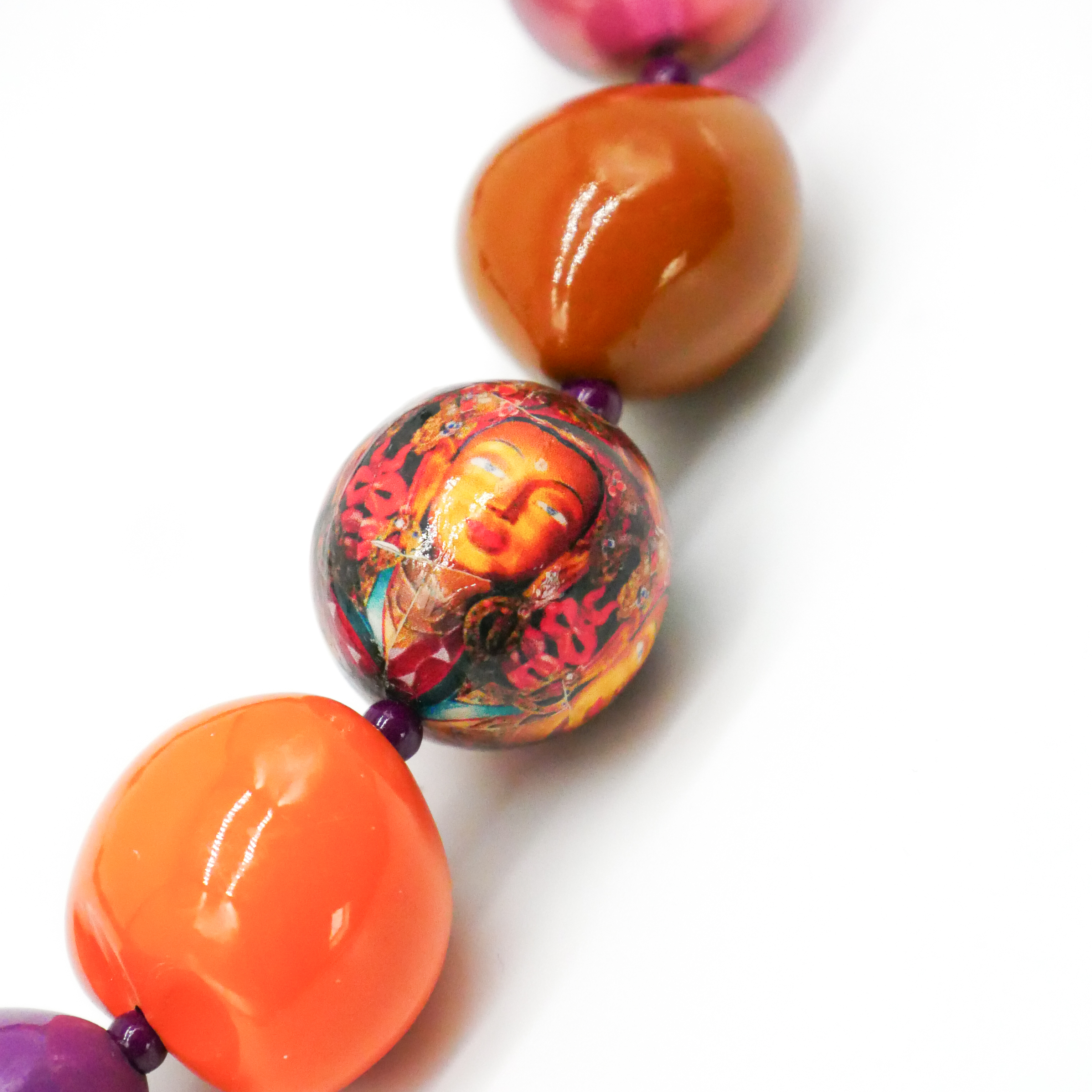  "Summer Feeling" Kette ca. 60 cm, Lumba Samen, Glasperlen, Resin Perle, blumenwiese
