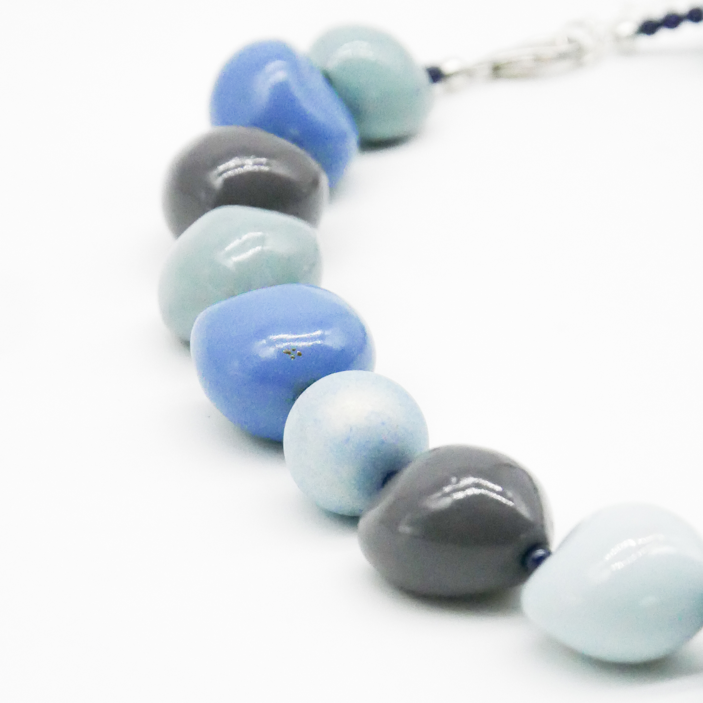  "Summer Feeling" Kette ca. 60 cm, Lumba Samen, Glasperlen, blue petrol