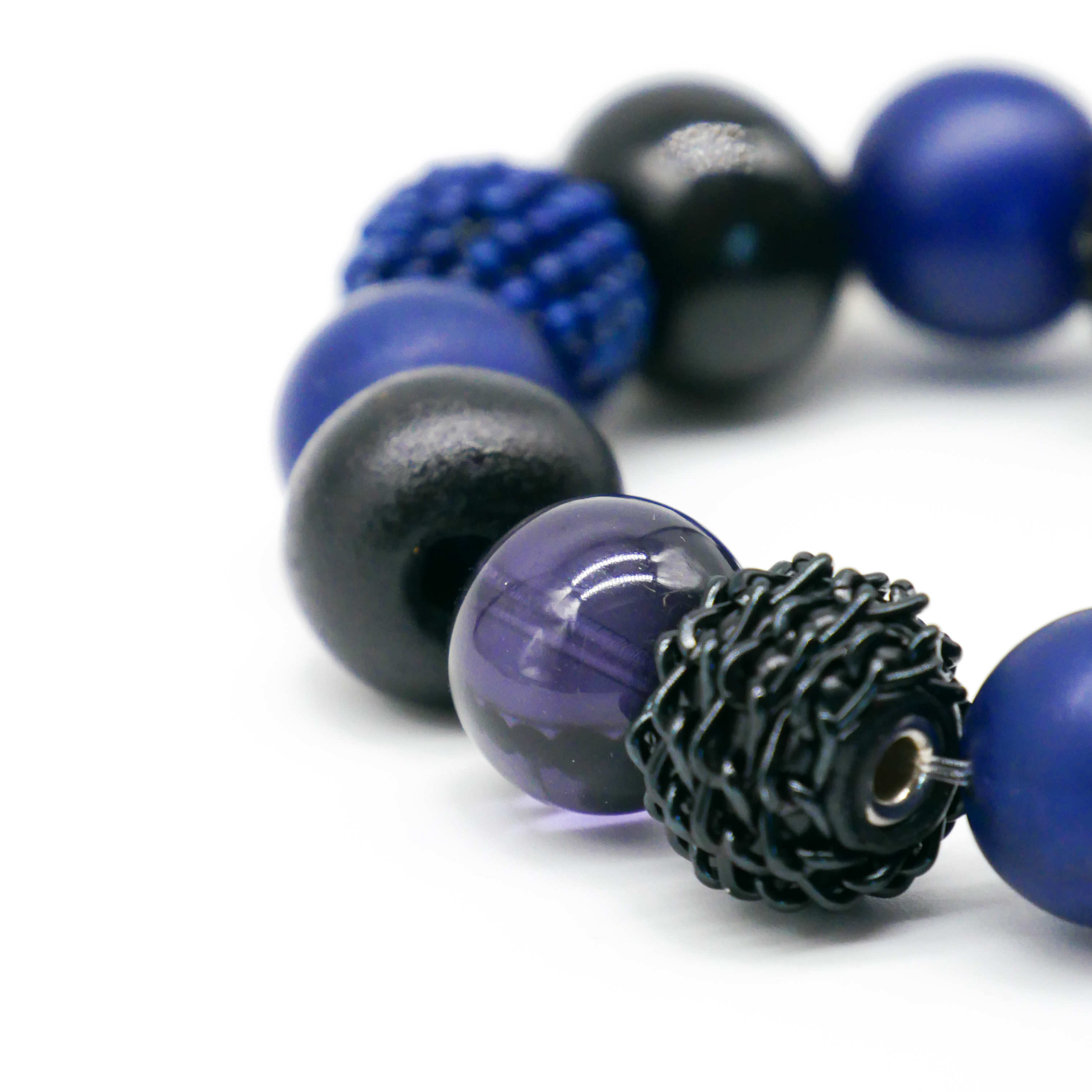  "Bollywood" Armband auf Gummi, mitternachtsblau