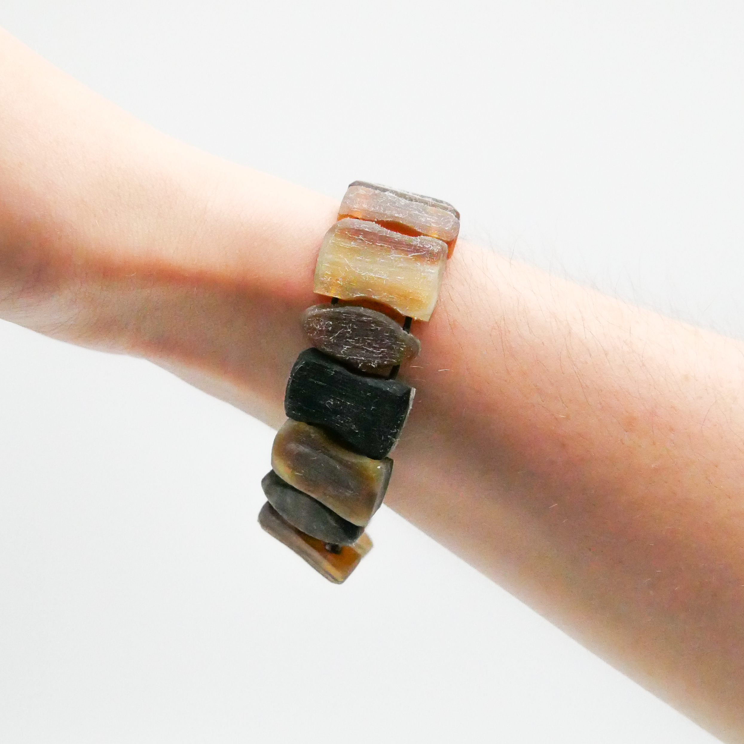  "Craft-Art", Horn Armband auf Gummi verschiedene Formen, braunes Horn matt 