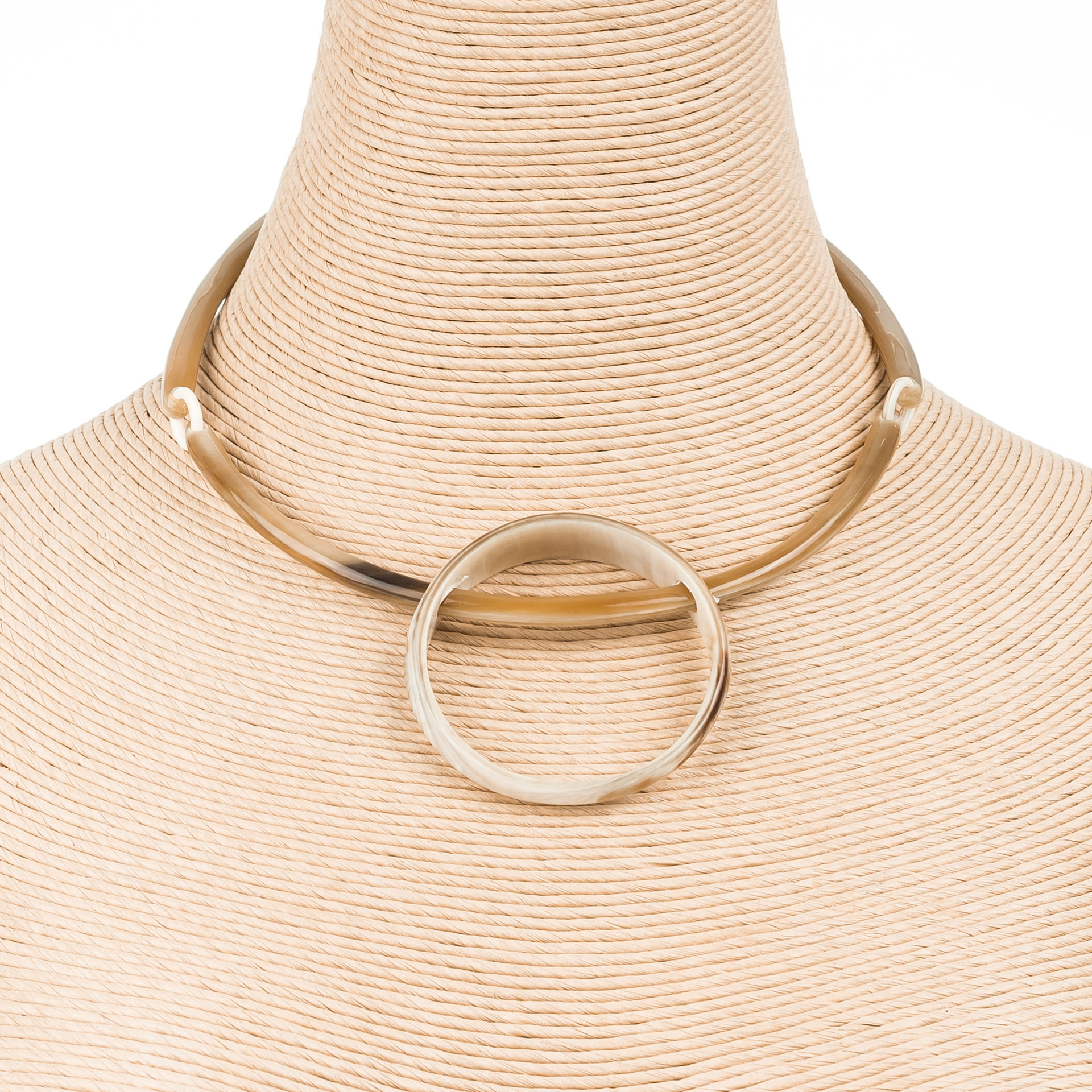 Hornkette Stick & Circle, kurz, mit weißem afrikanischen Horn
