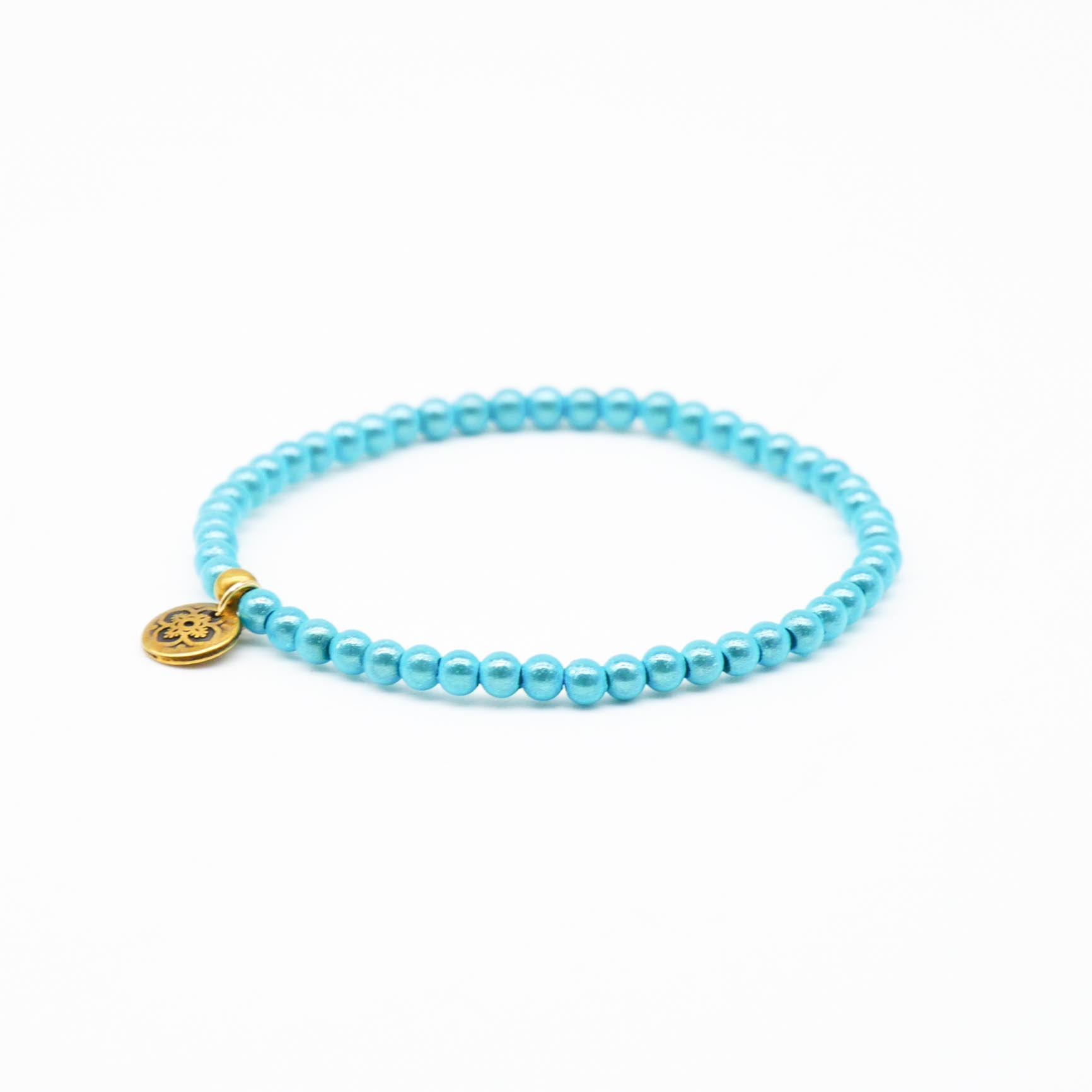 "Summer Feeling", elastisches Armband, ø 4mm Perlen, Miracle Beads, türkis