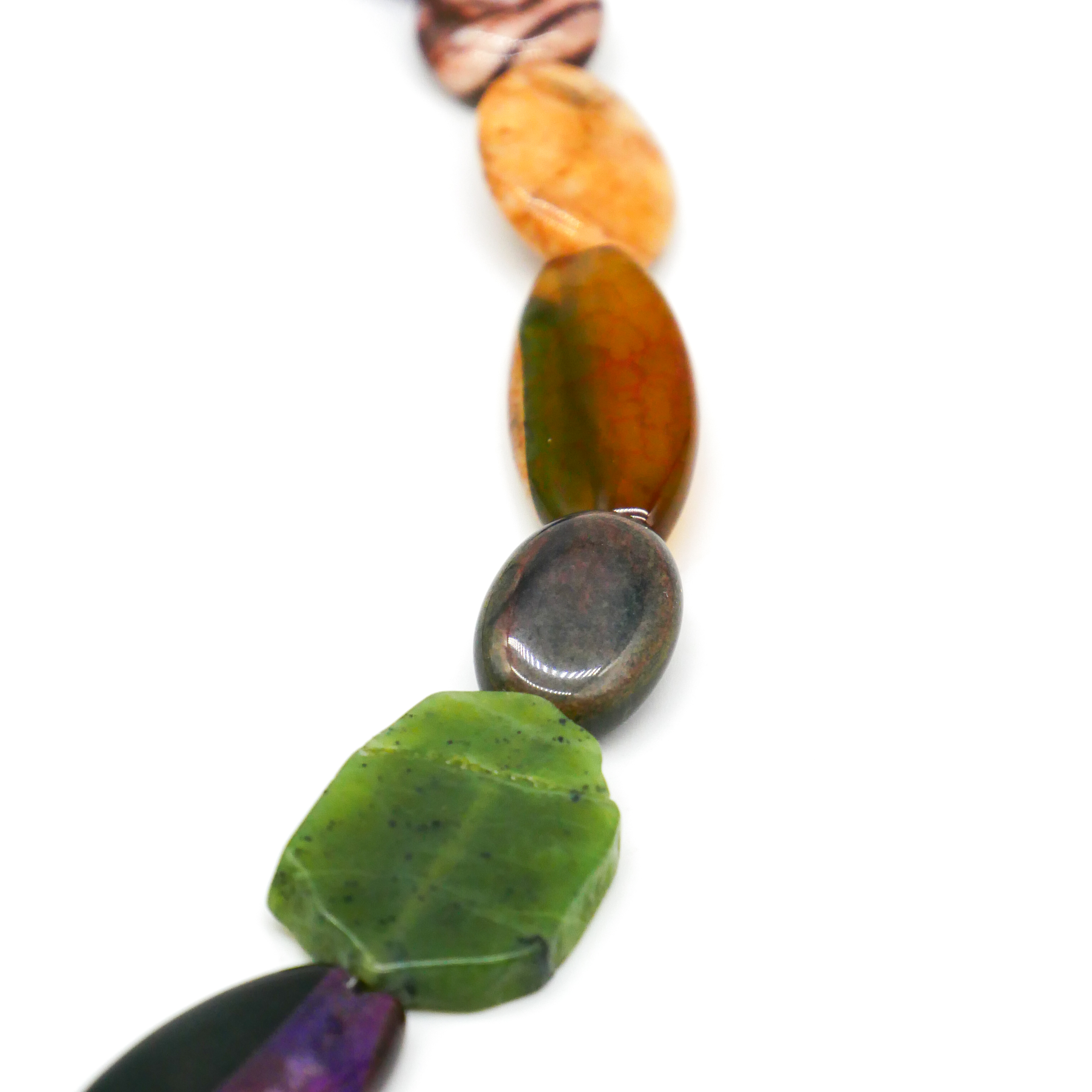 "Crystal Mountain", Mineralsteinkette 925 Silberverschluss, farbenfroh