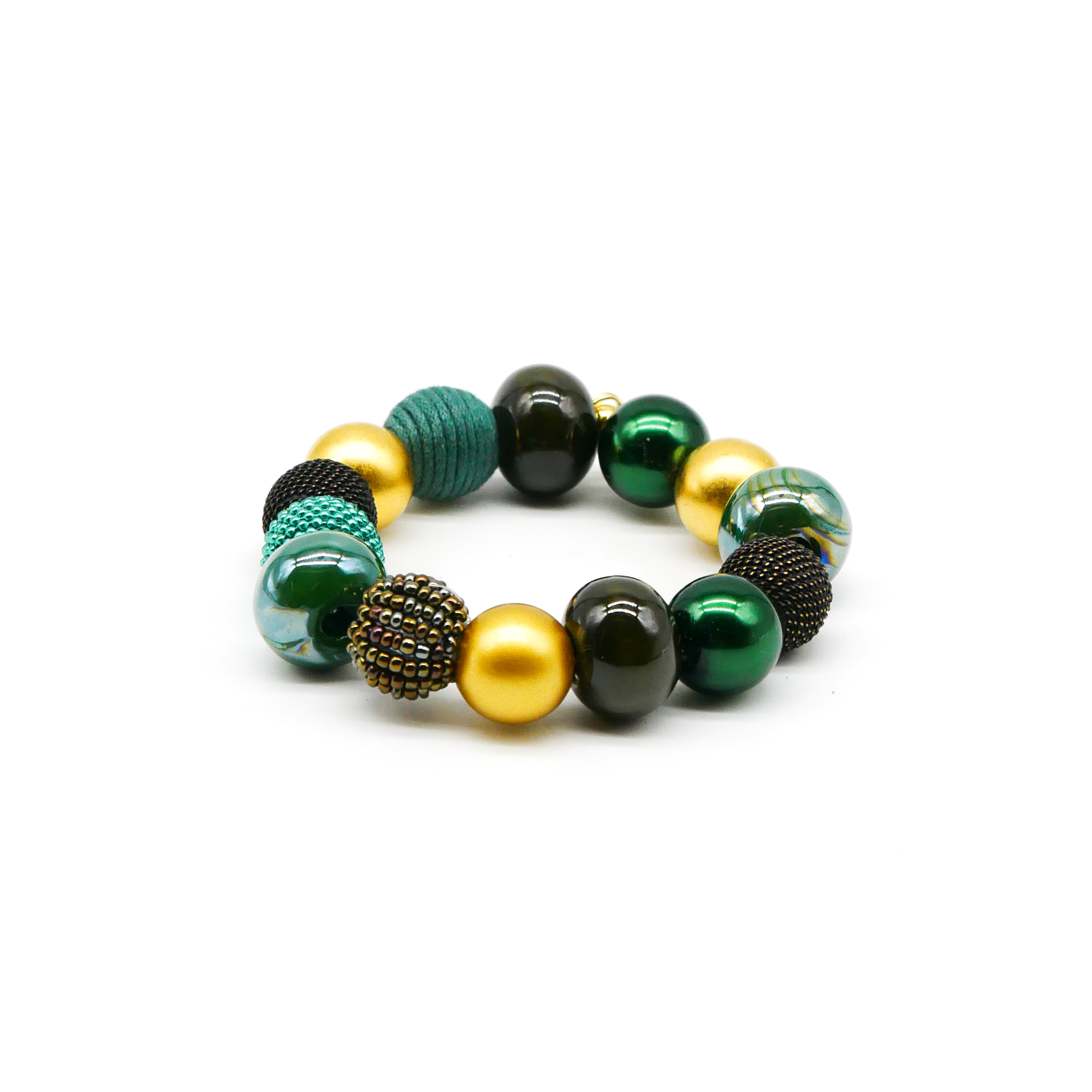  "Bollywood" Armband auf Gummi, burnt olive