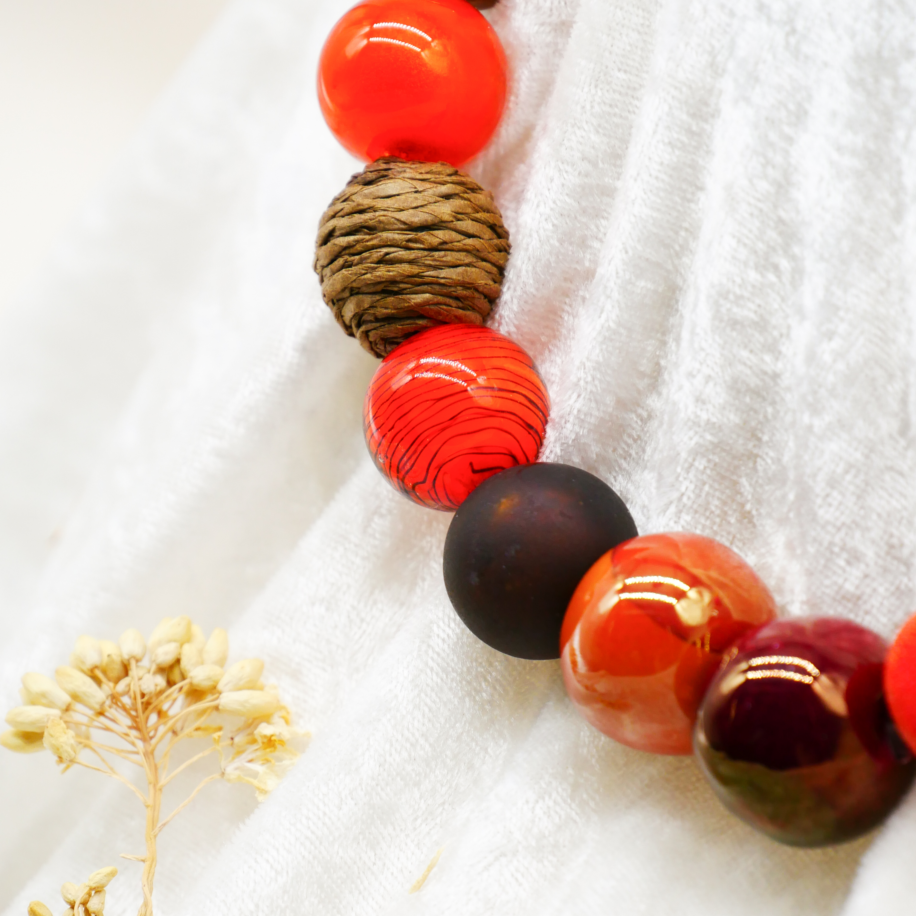 "Bollywood" Kette Ø ca. 20 mm, braun-pink