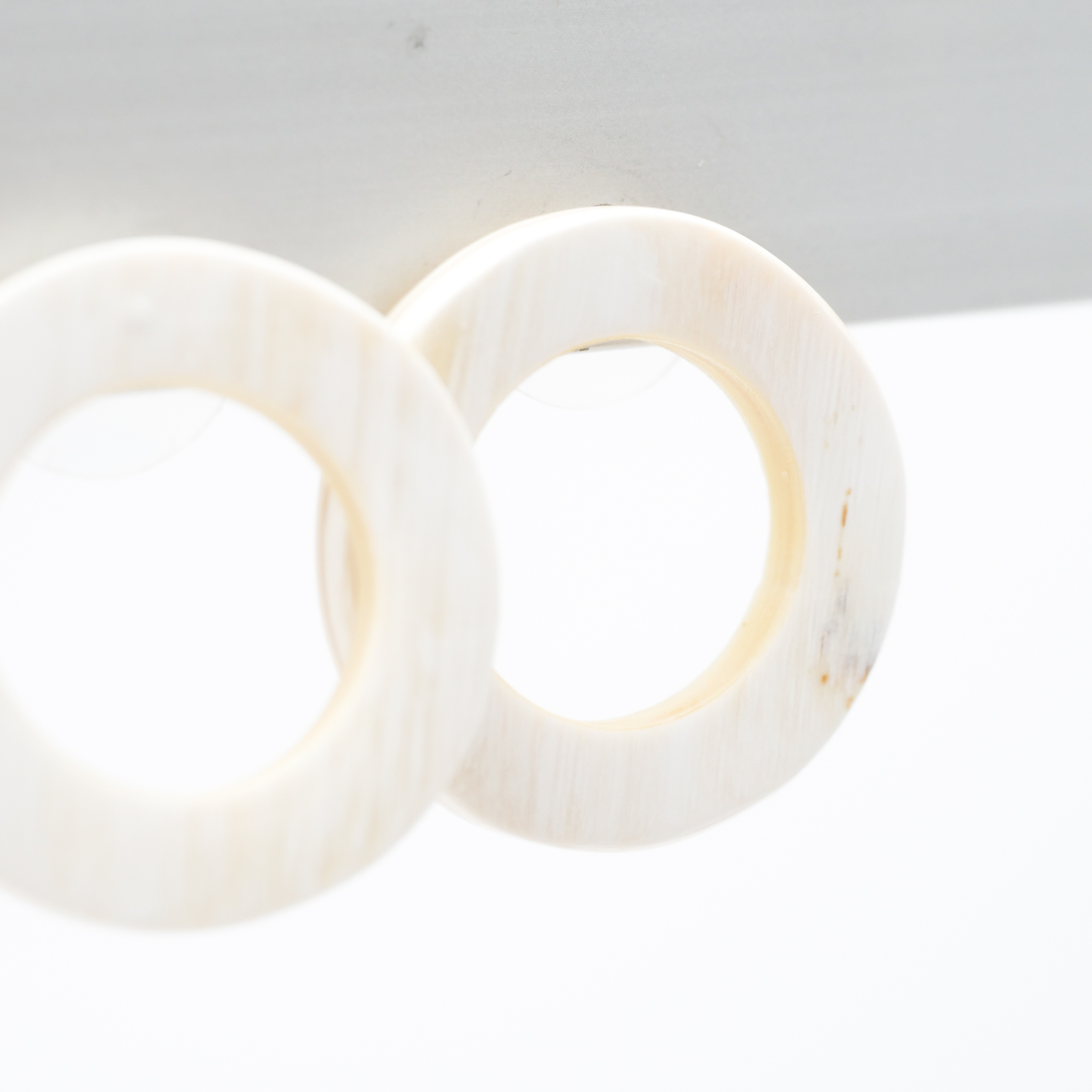 "Craft Art", ear stud "hoop", approx. 24mm, white horn