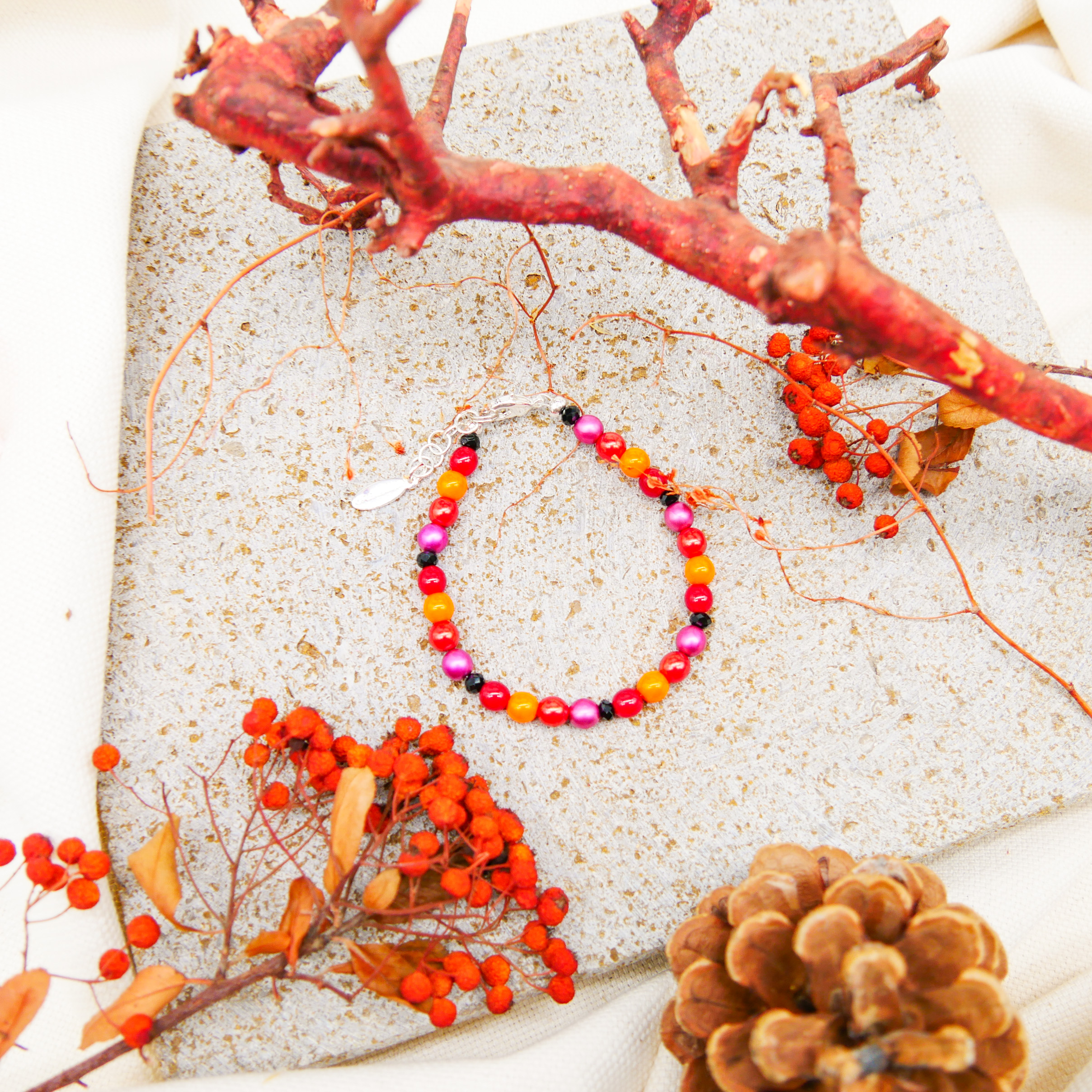 feines Perlenarmband, Ruby Sun