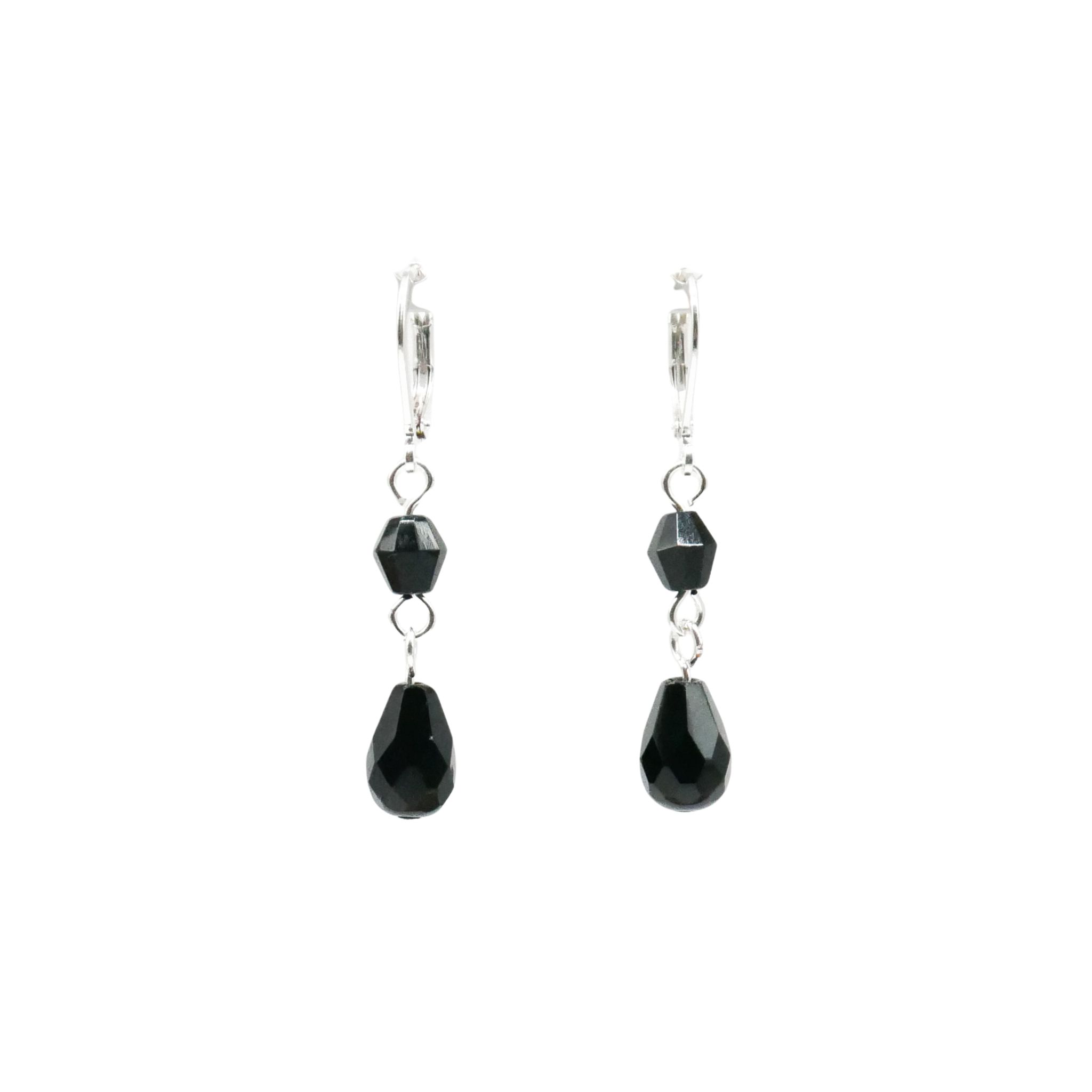  "Jet Schmuck" Ohrhänger "Tropfen", schwarze Glasperlen 