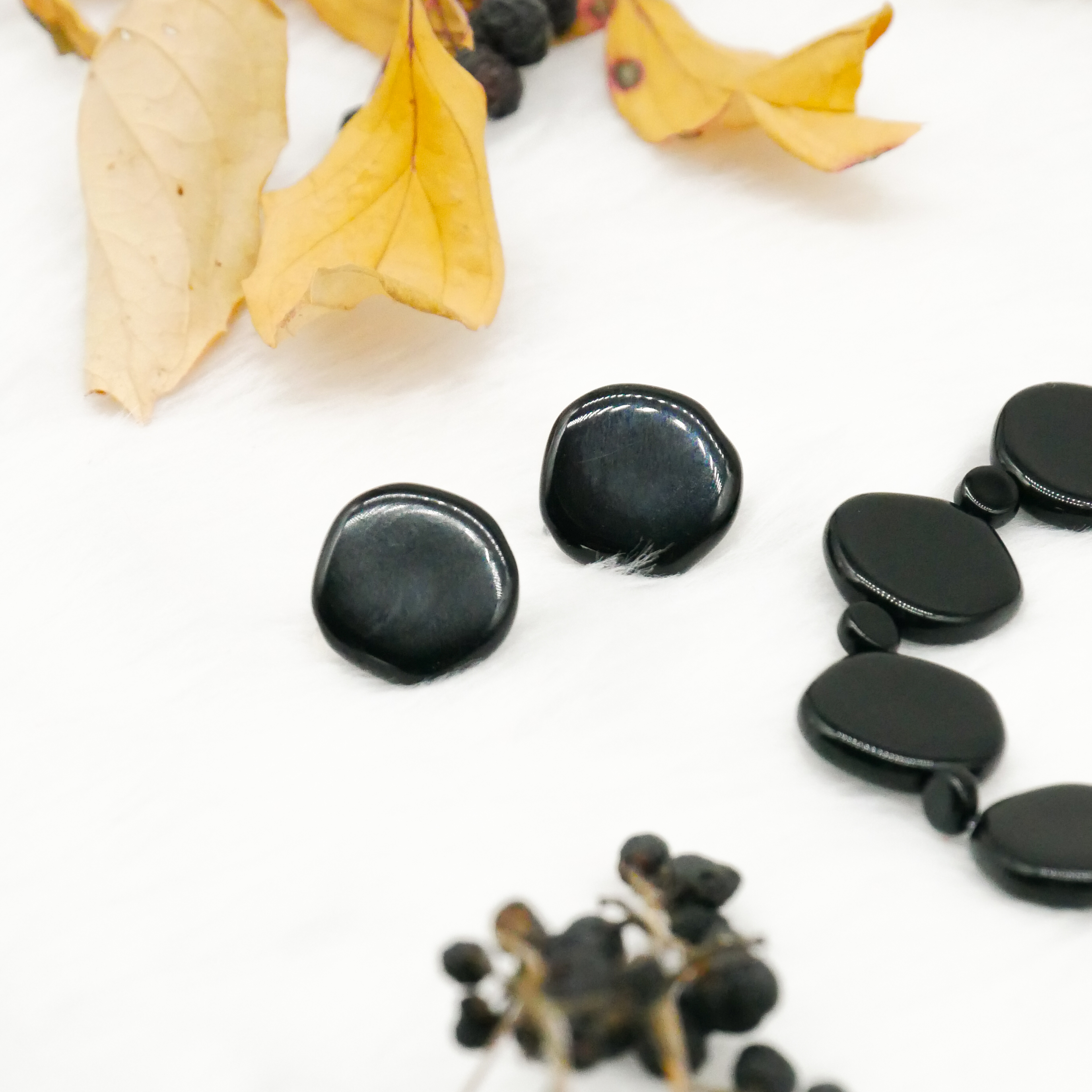  "Jet Schmuck" Ohrclip "Scheibe", schwarze Glasperlen 