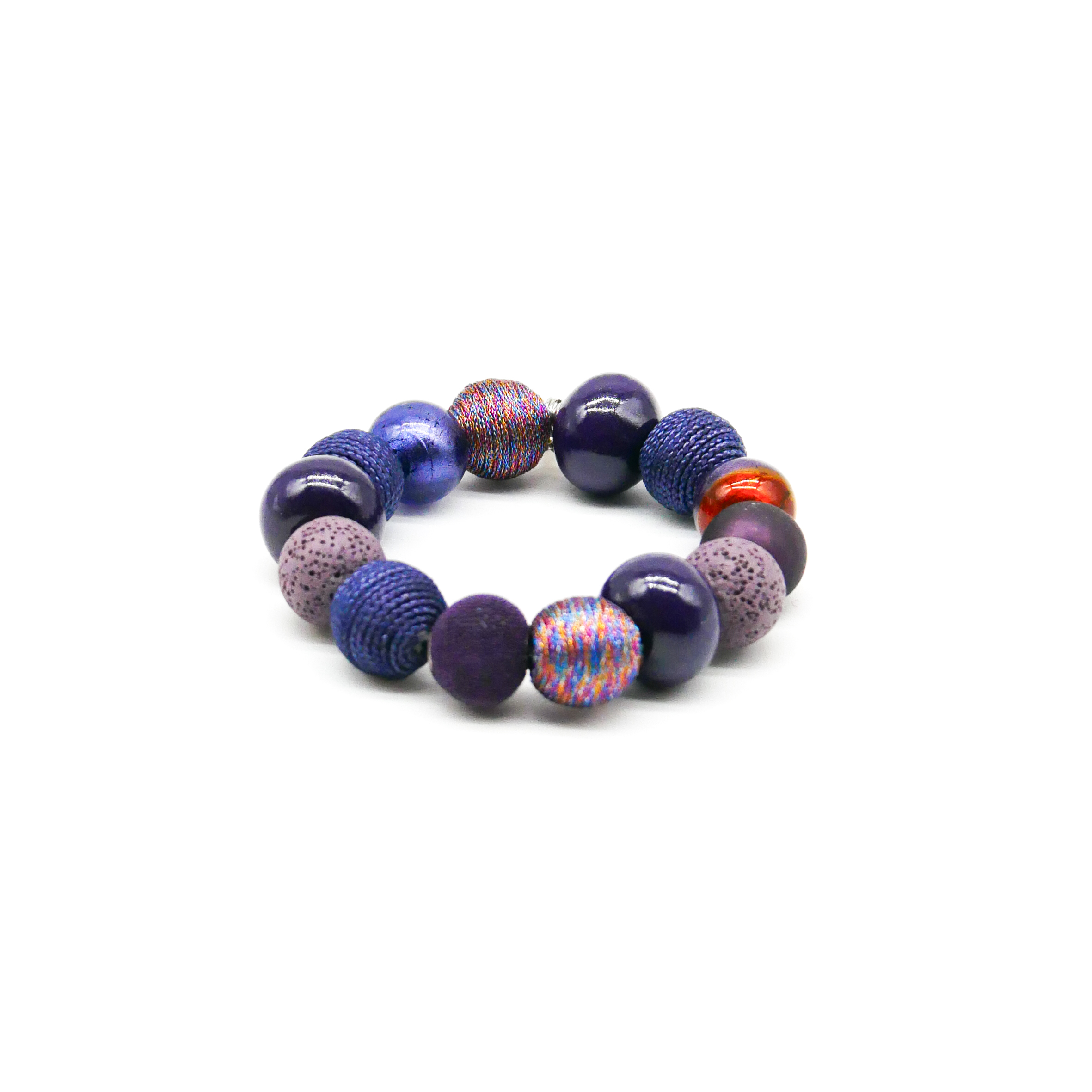  "Bollywood" Armband auf Gummi, aubergine