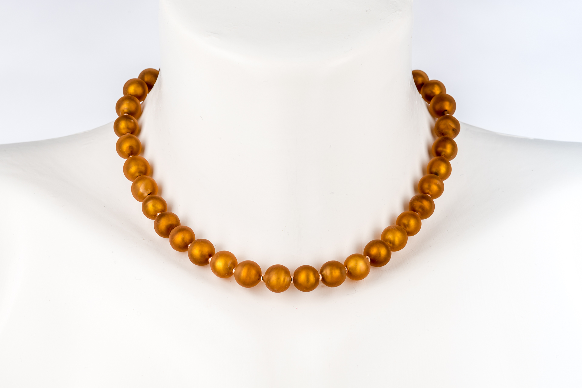 "Venezia" kurze Kette, handgearbeitete Glasperlen, topaz matt