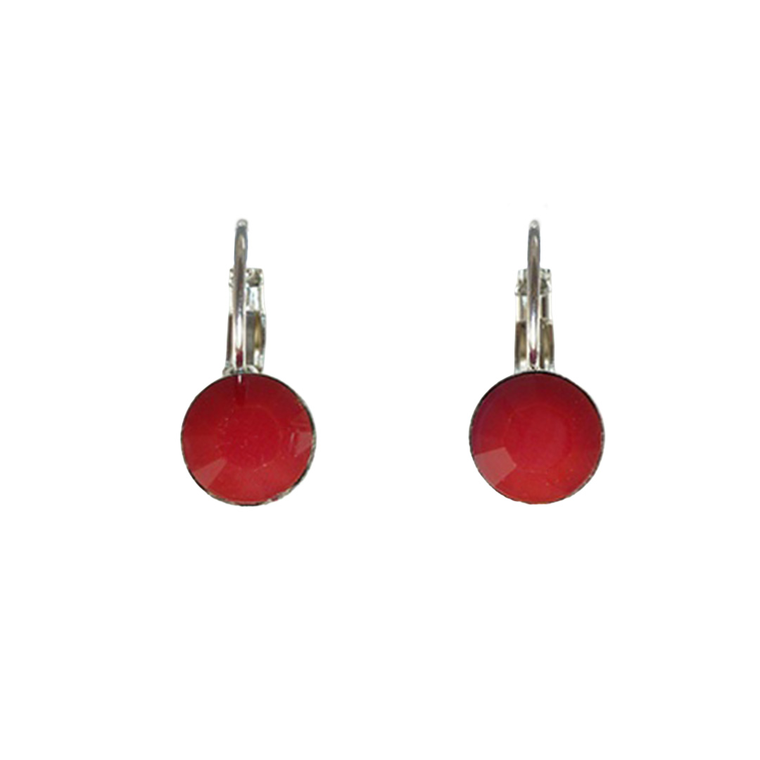 Ohrhänger Kristallglas 8mm rund, dark red coral
