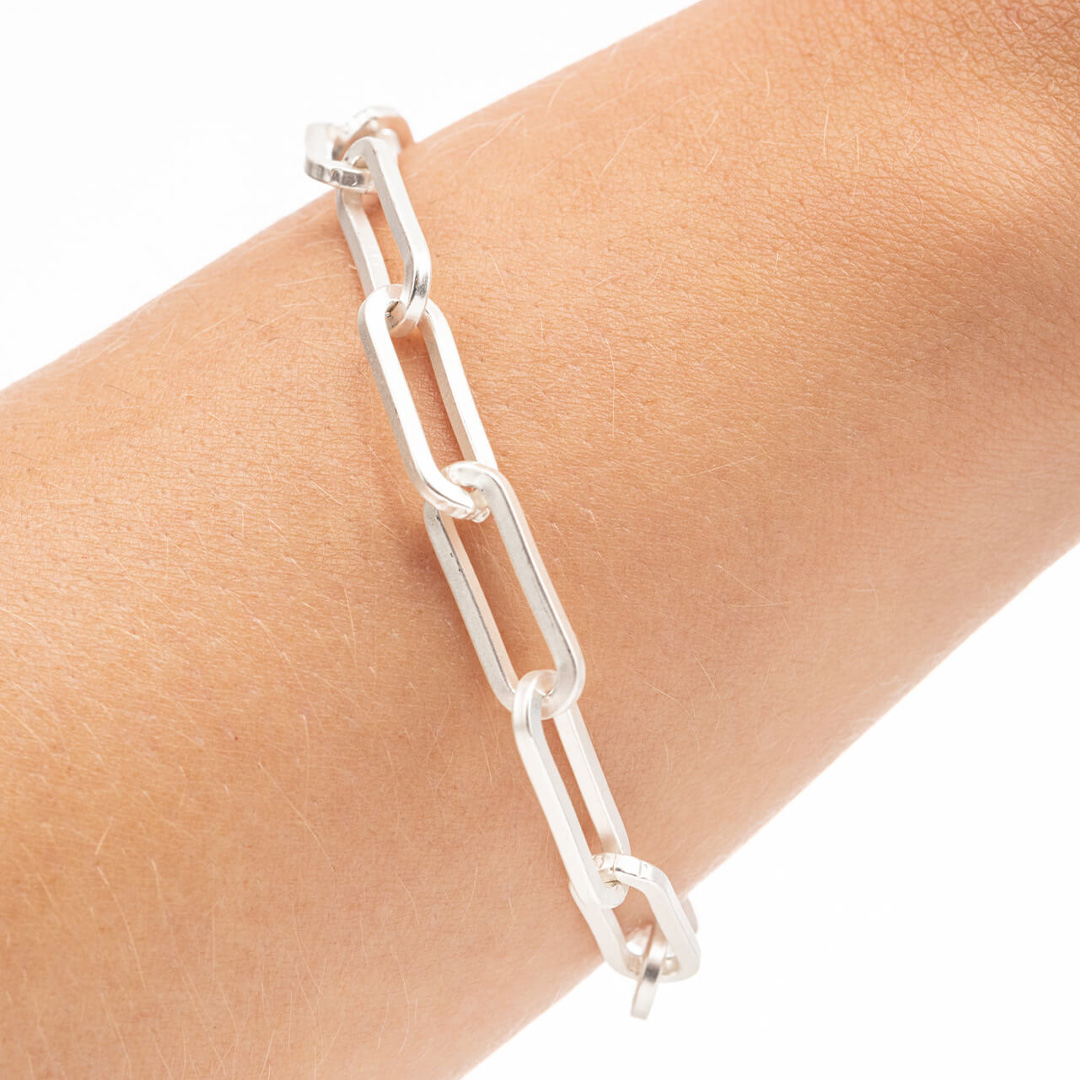 "Charm" Gliederarmband, Ovale, versilbert