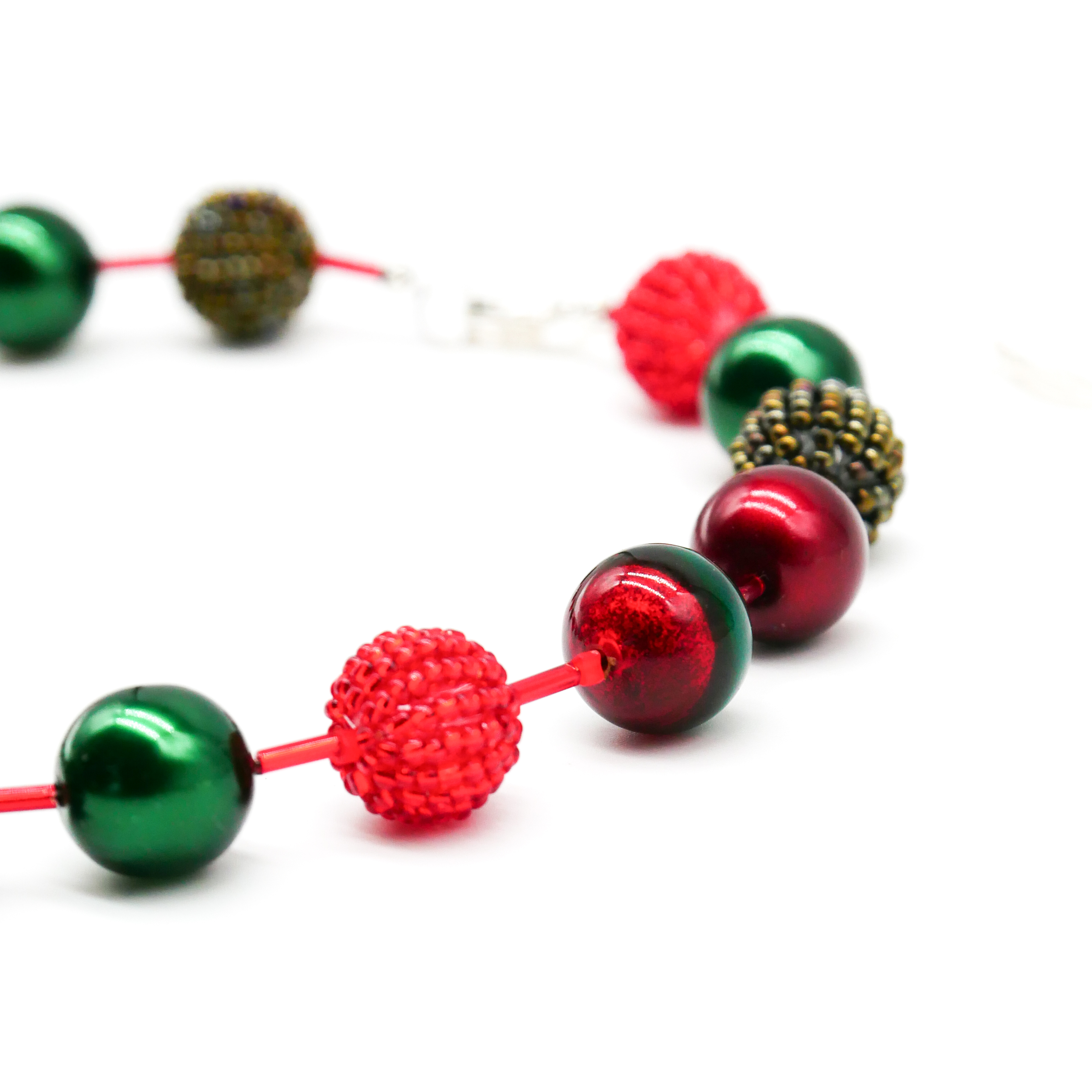  "Fine Bead Art", "Kette Christmas", Lampenperlen, Glasperlen rot-grün