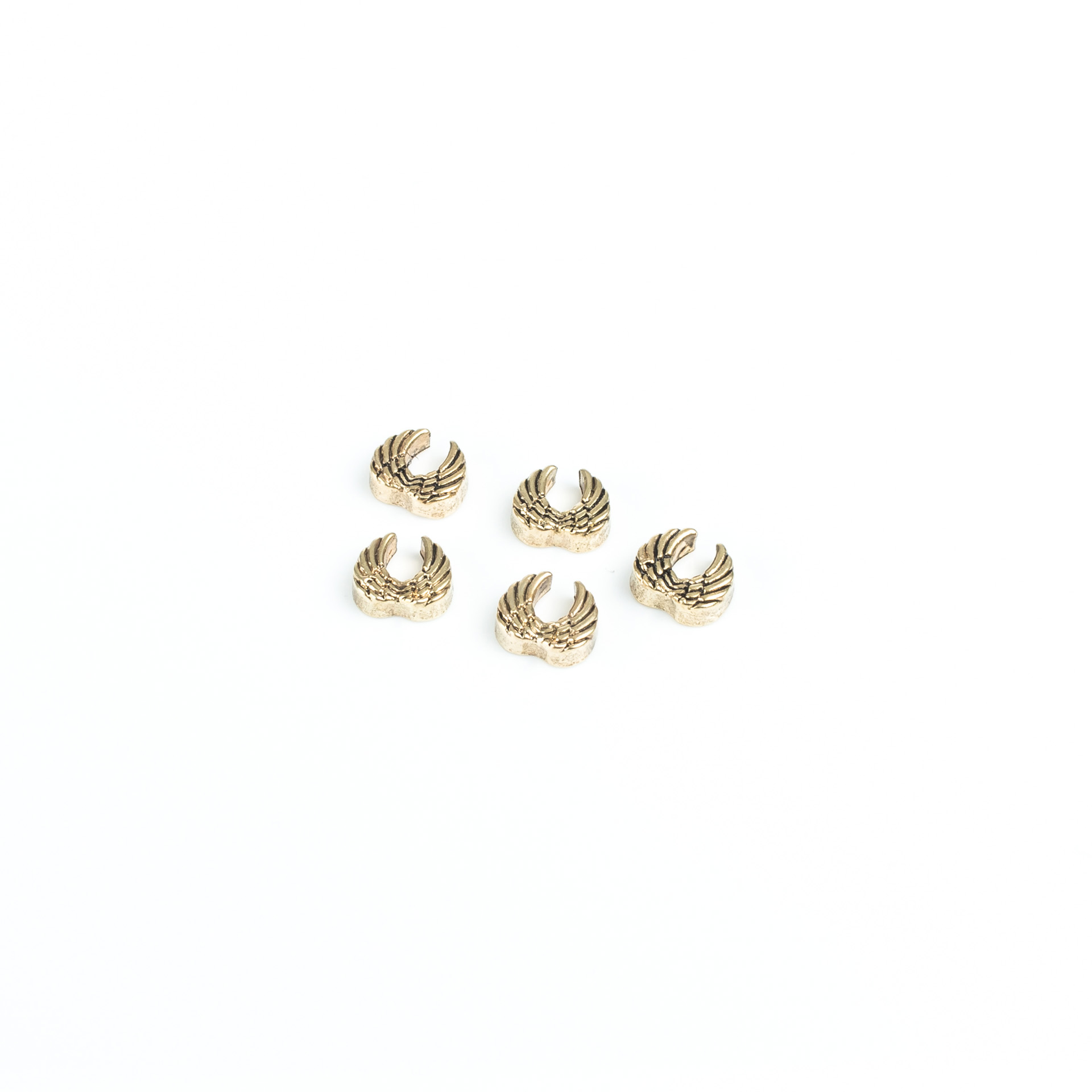 "Medaillon" Metall beads gold colored, wings - set of 10 pieces