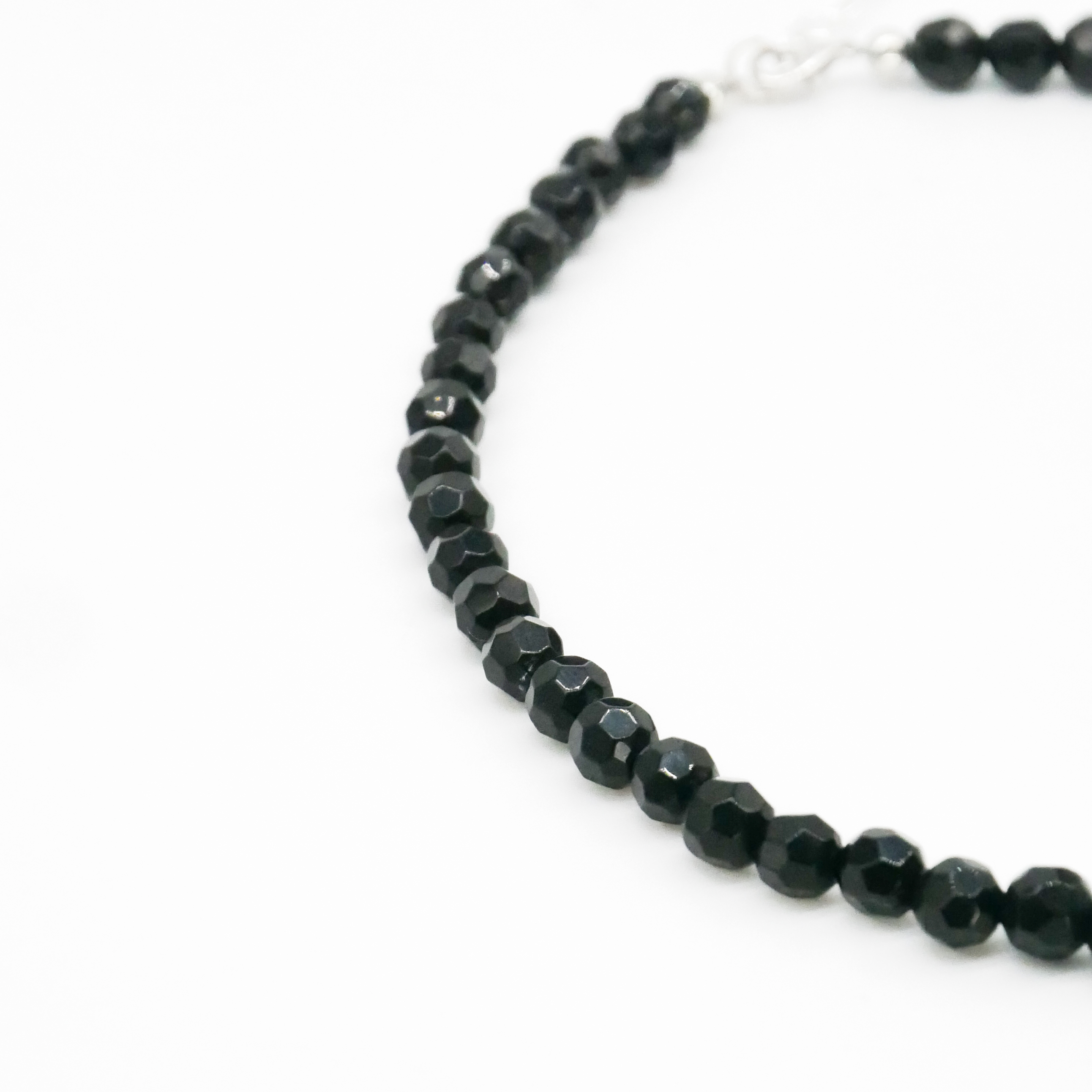  "Jet Schmuck" Kette ca. 45 cm schwarze facettierte Glasperlen Ø 8 mm 
