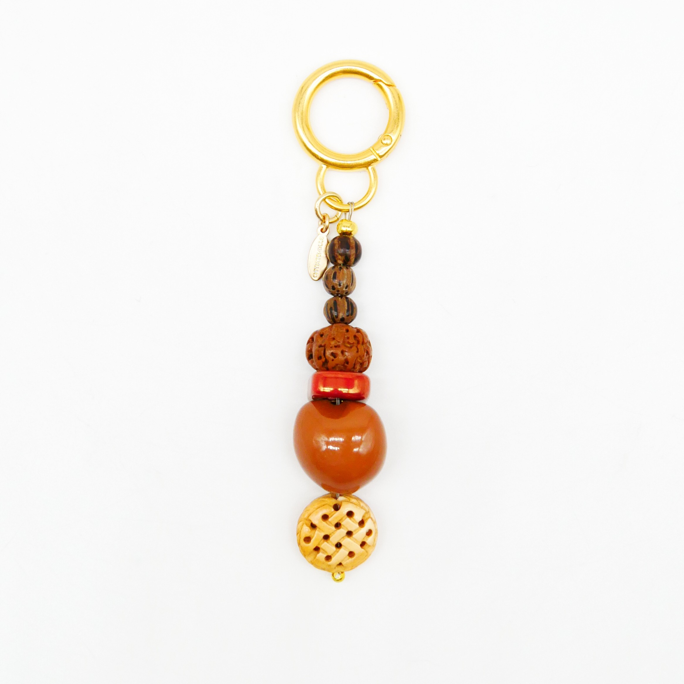 "Lucky Pendant" Anhänger, 1 Strang Holz-Samenperle, Keramik- und Knochenperle 