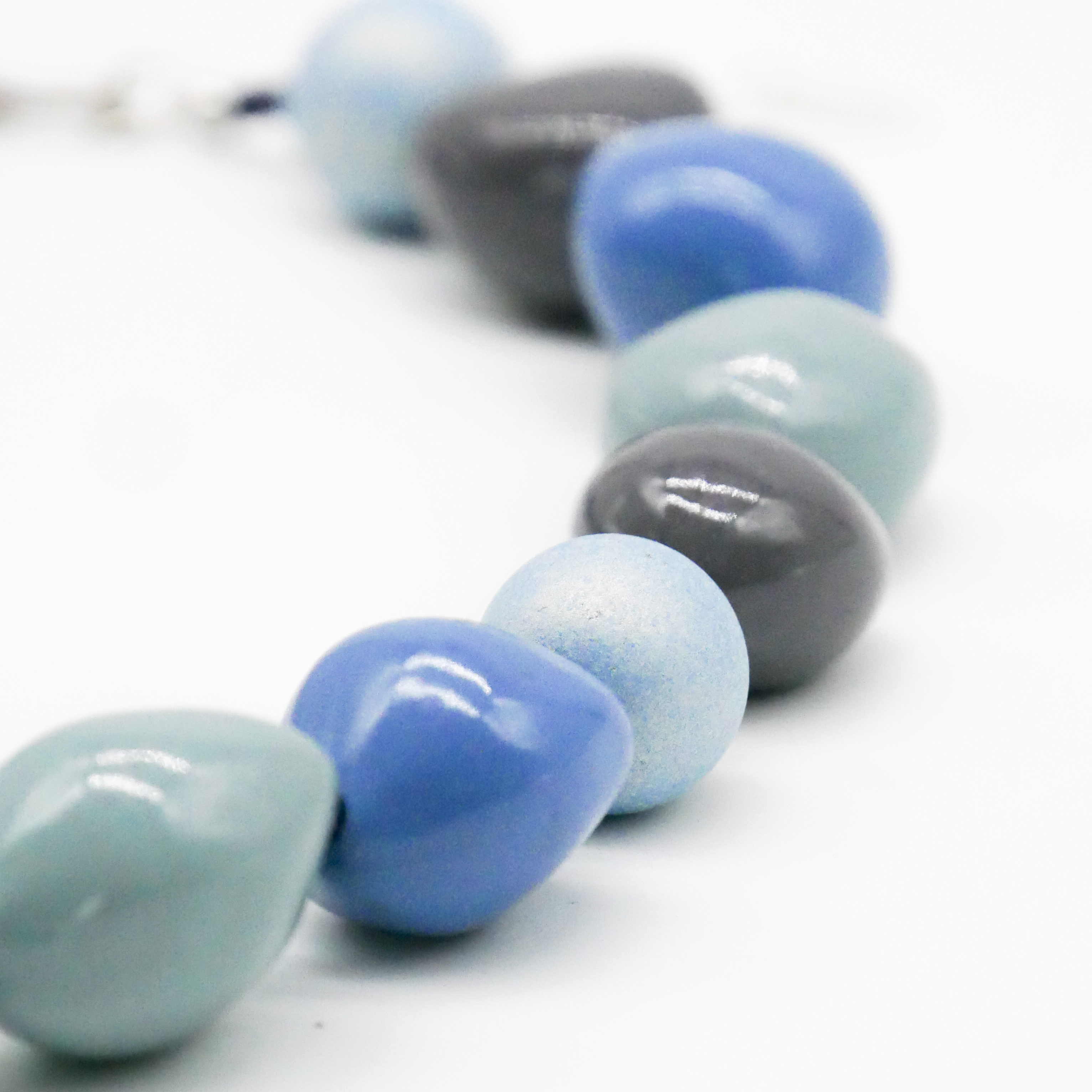  "Summer Feeling" Kette ca. 60 cm, Lumba Samen, Glasperlen, blue petrol