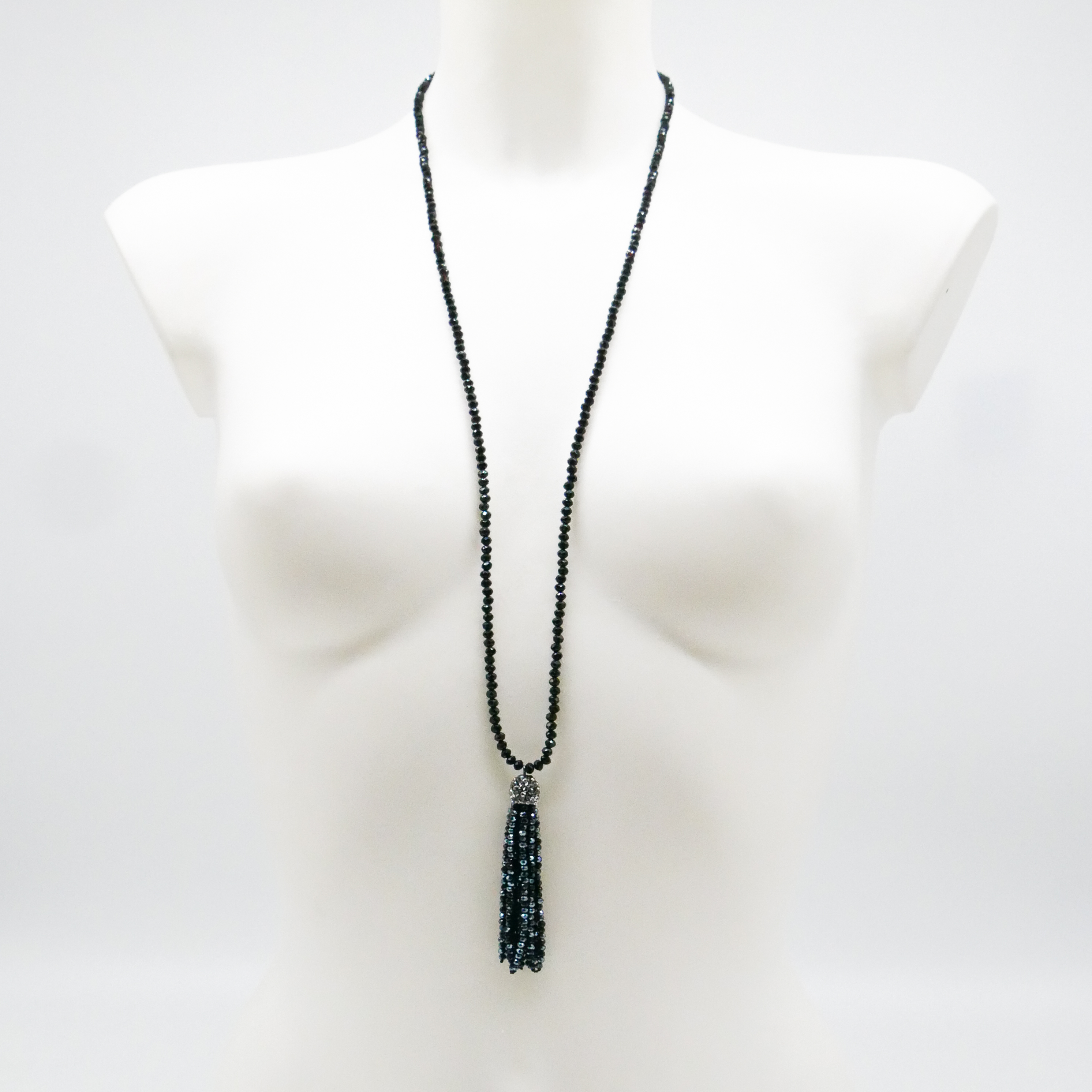  "Jet Schmuck" schwarze Kristallperlen, 4x3 mm, Quaste Kristallglas schwarz 