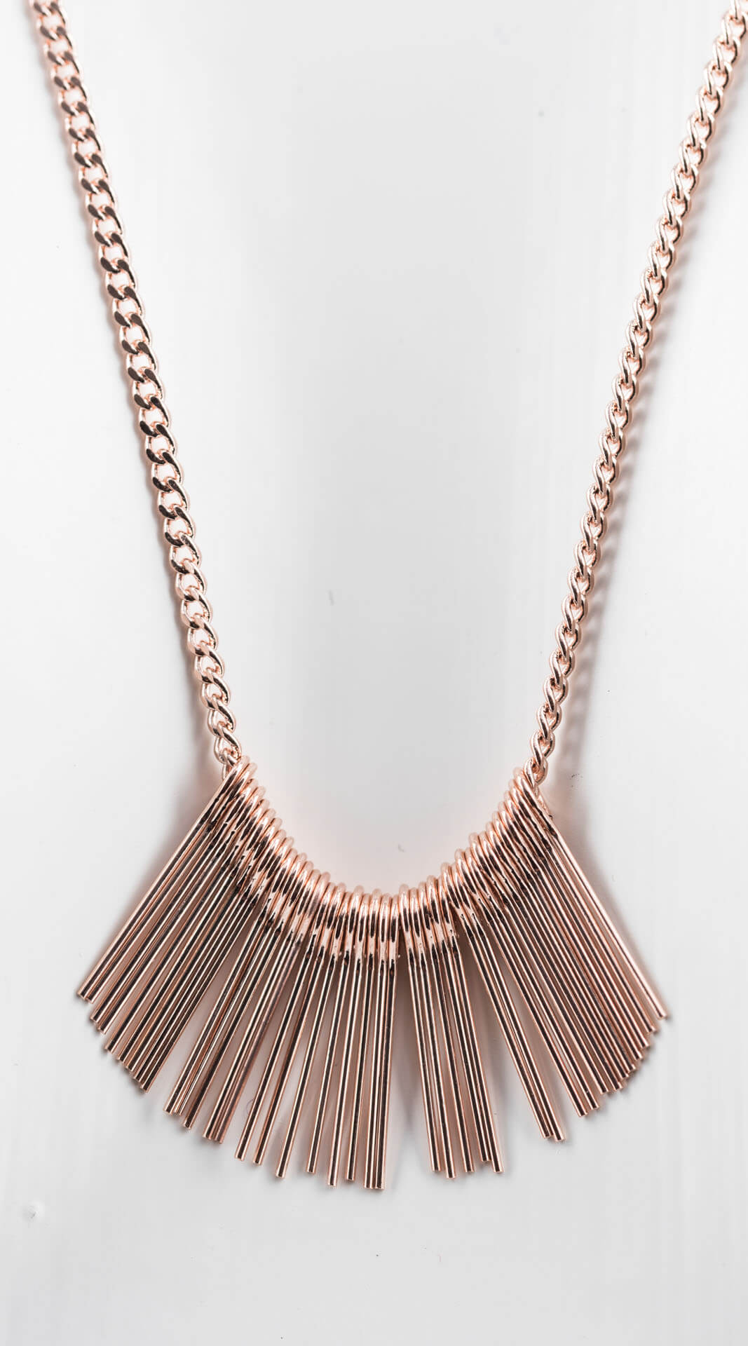 "Fine Filigré" dainty long necklace, Needle, rosé gold plated