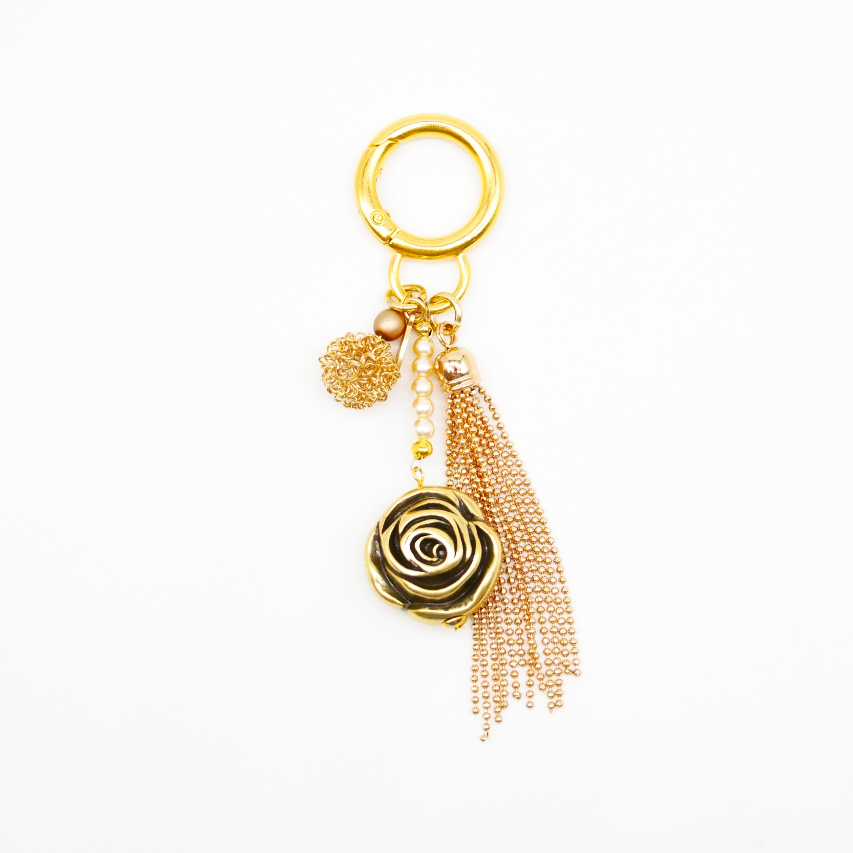 "Lucky Pendant" Anhänger, 1 Strang mit Blumenperle, Metallquaste und Metallperle