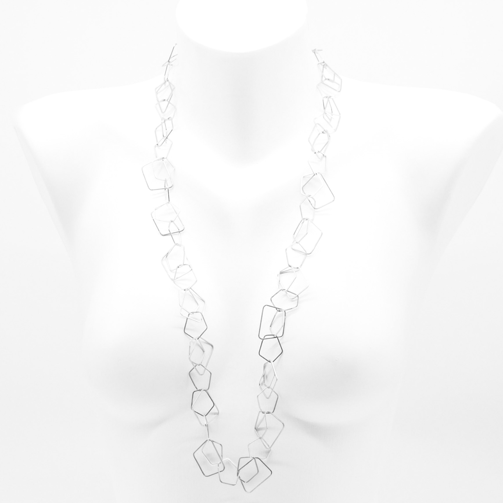"Charmkette" Gliederkette, kleines Fünfeck, lang, versilbert ca. 80 cm