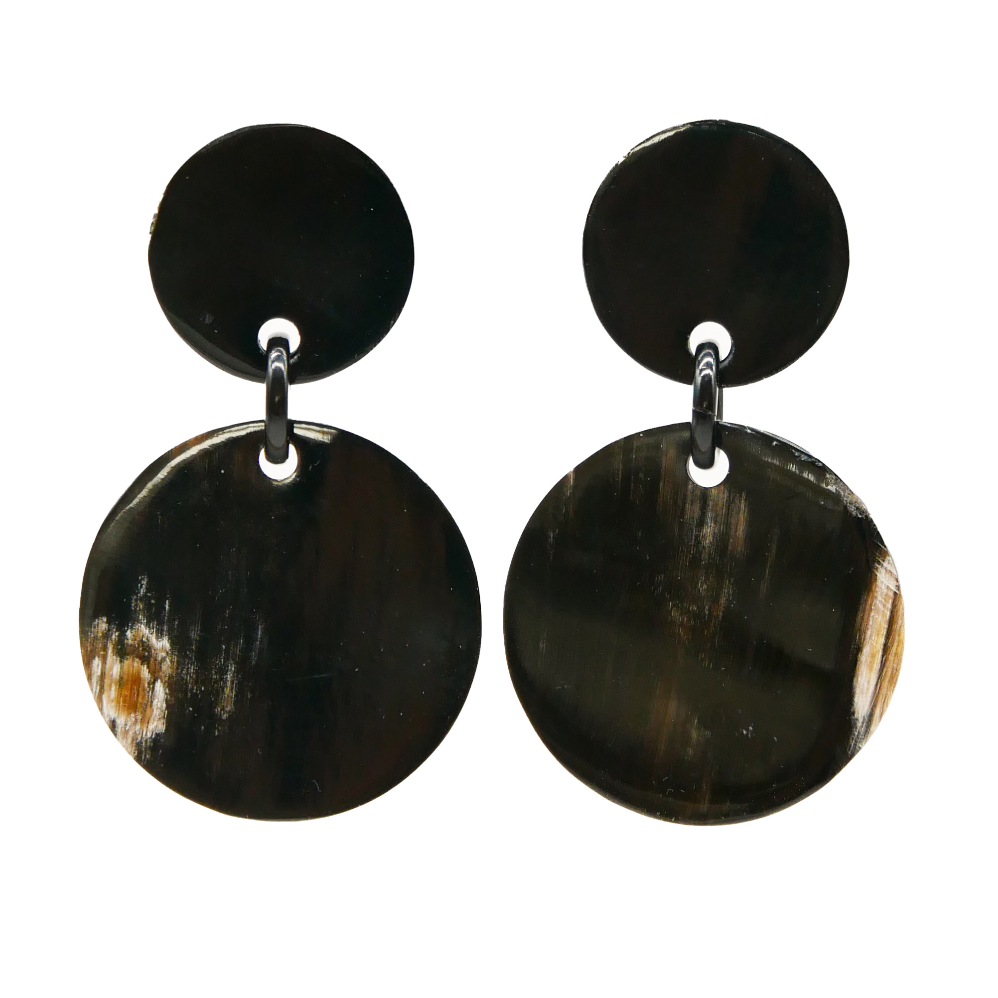  "Craft Art", Ohrring "zwei Scheiben" marble Horn