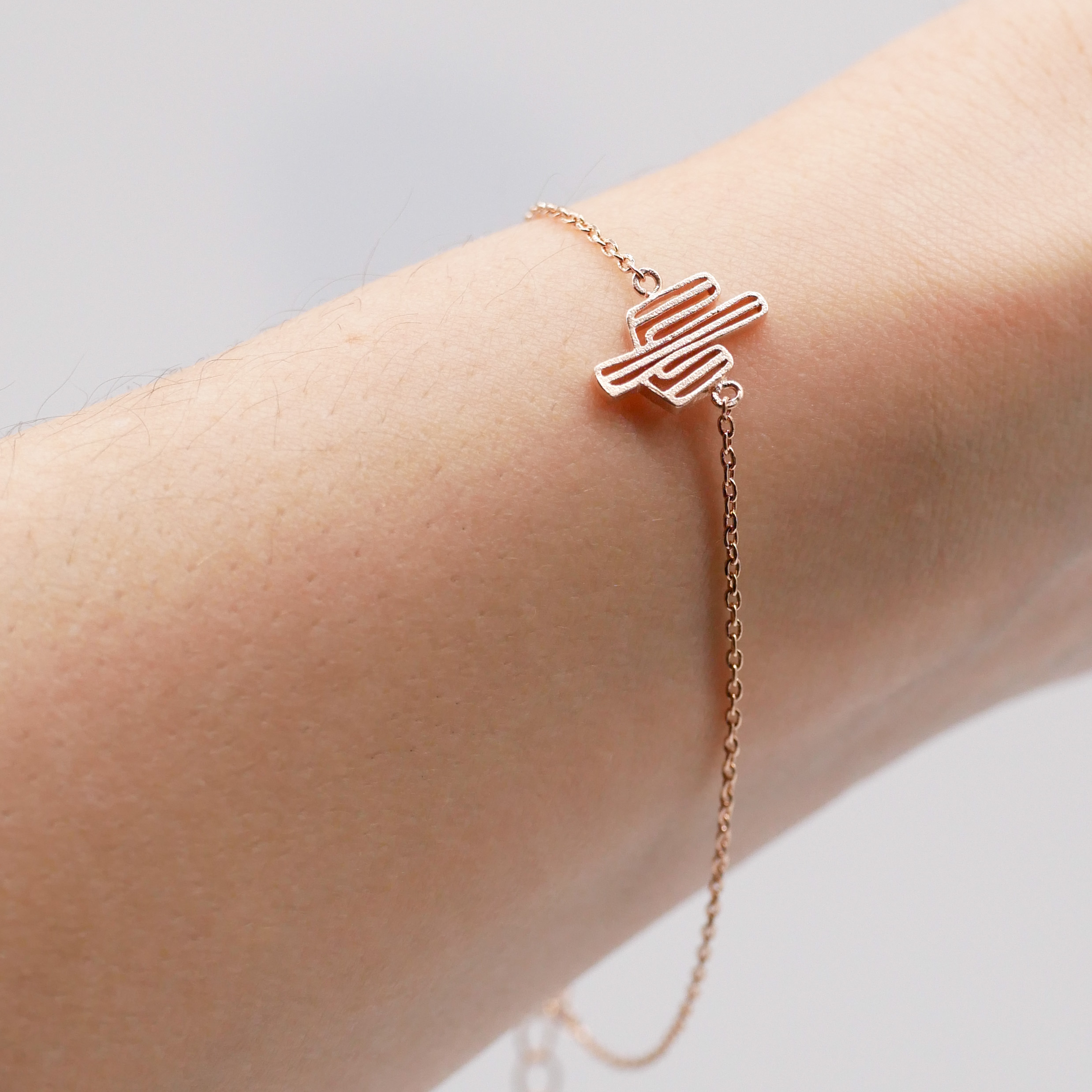 "Fine Filigré" Armband, Anhänger "Kaktus" Roségold