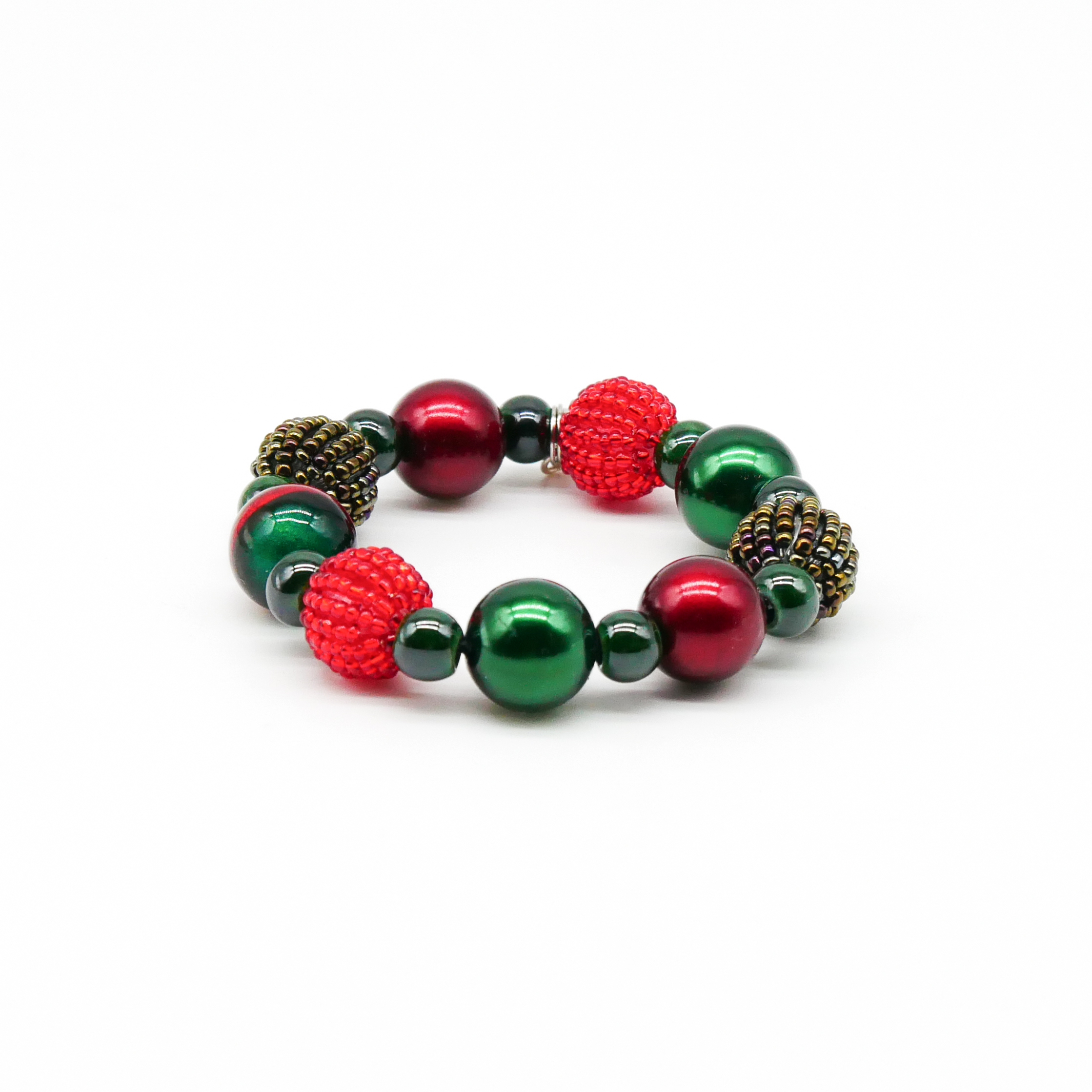  "Fine Bead Art", "Armband Christmas", Lampenperlen, Glasperlen rot-grün 