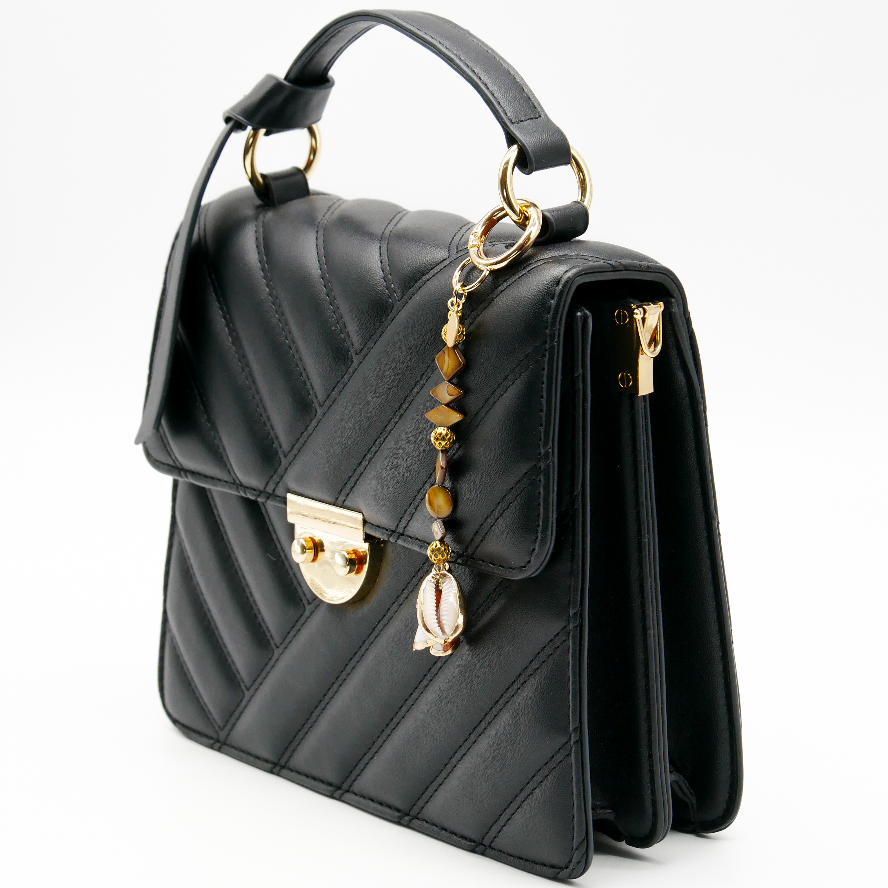 "Lucky Pendant" Anhänger, 1 Strang braun Muschelperlen und zwei Schneckenanhänger 