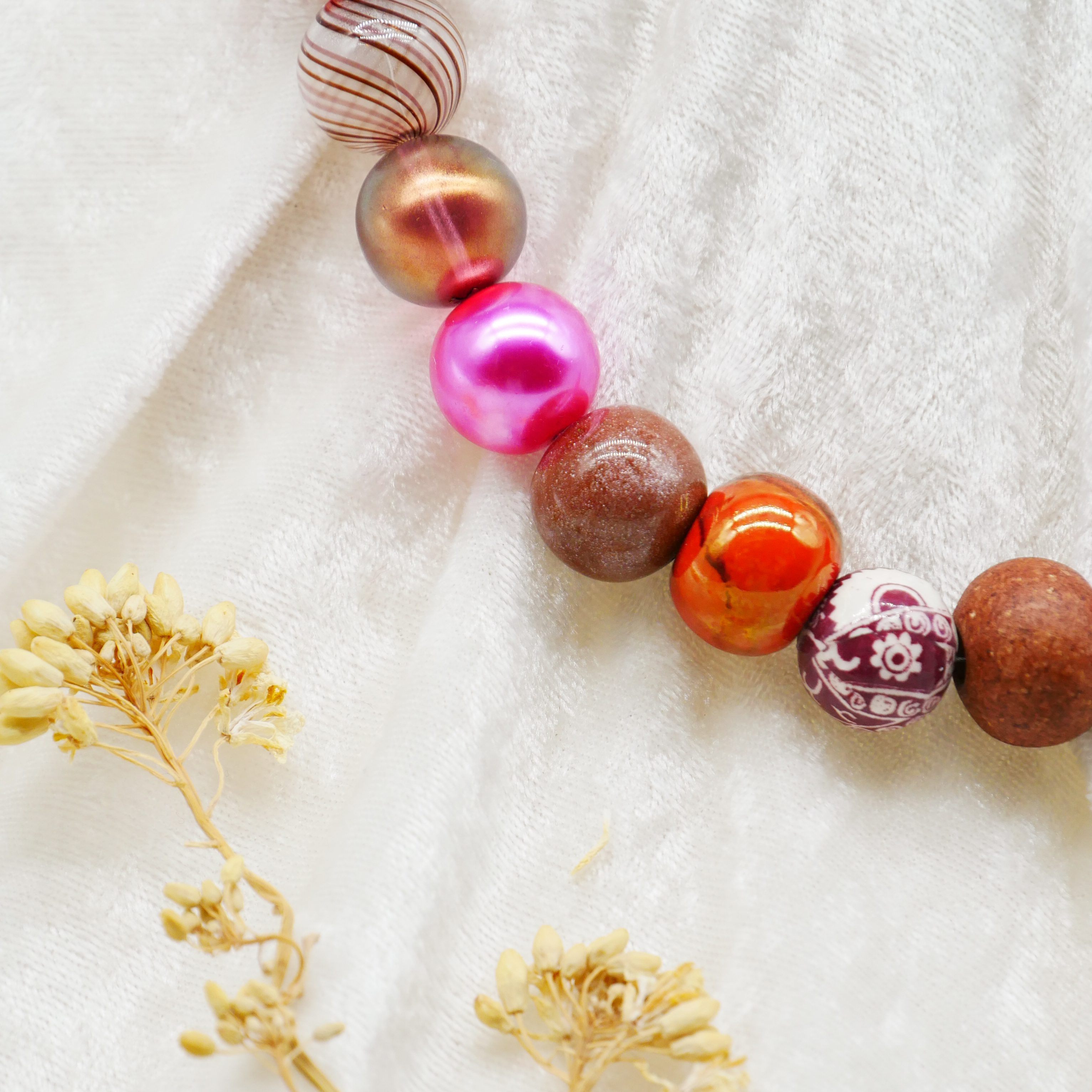 "Bollywood" Kleine Bollywood Ø ca. 16 mm, braun-pink