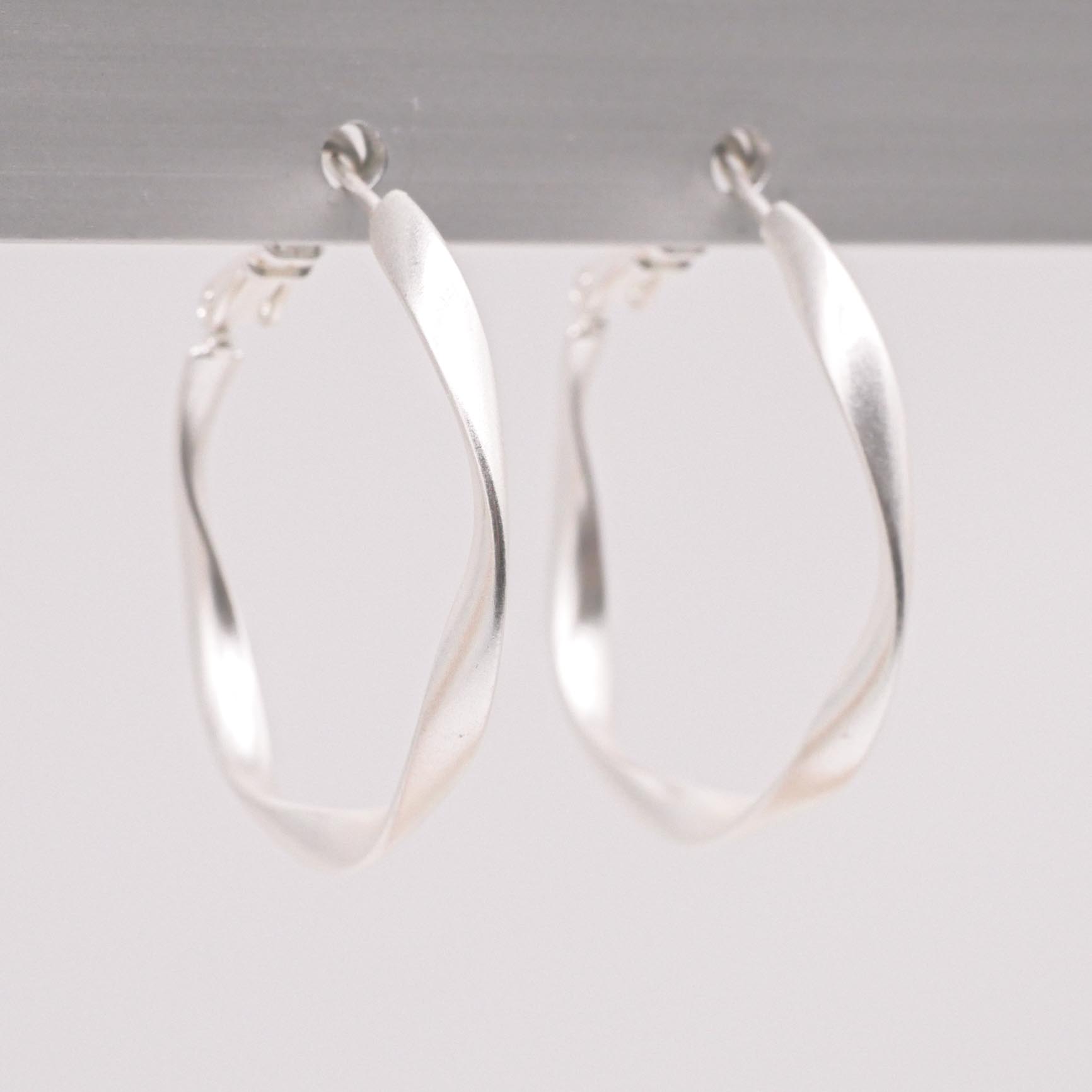 "Charm" earrings, open creole, silver plated