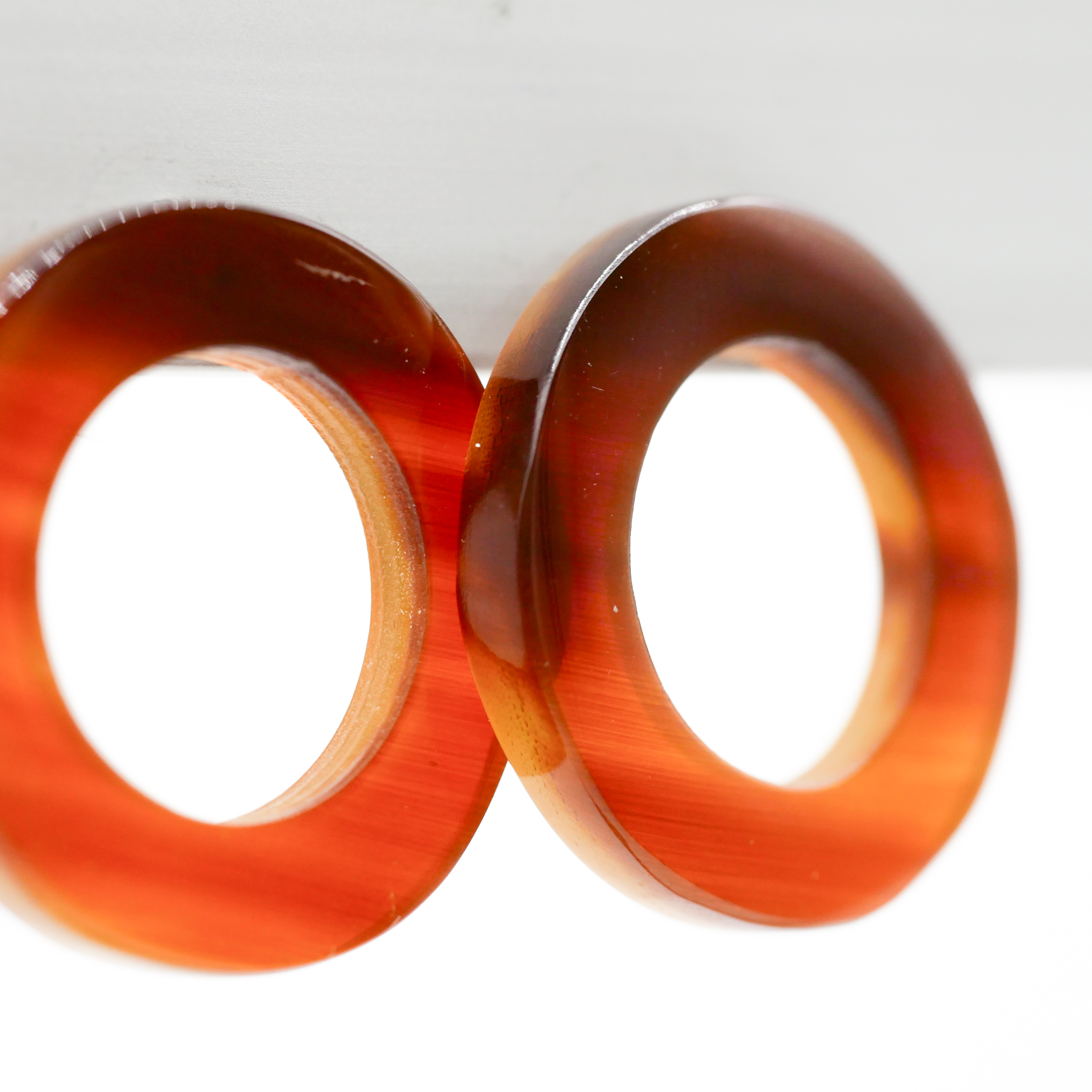 "Craft Art", ear stud "hoop", approx. 24mm, brown african horn