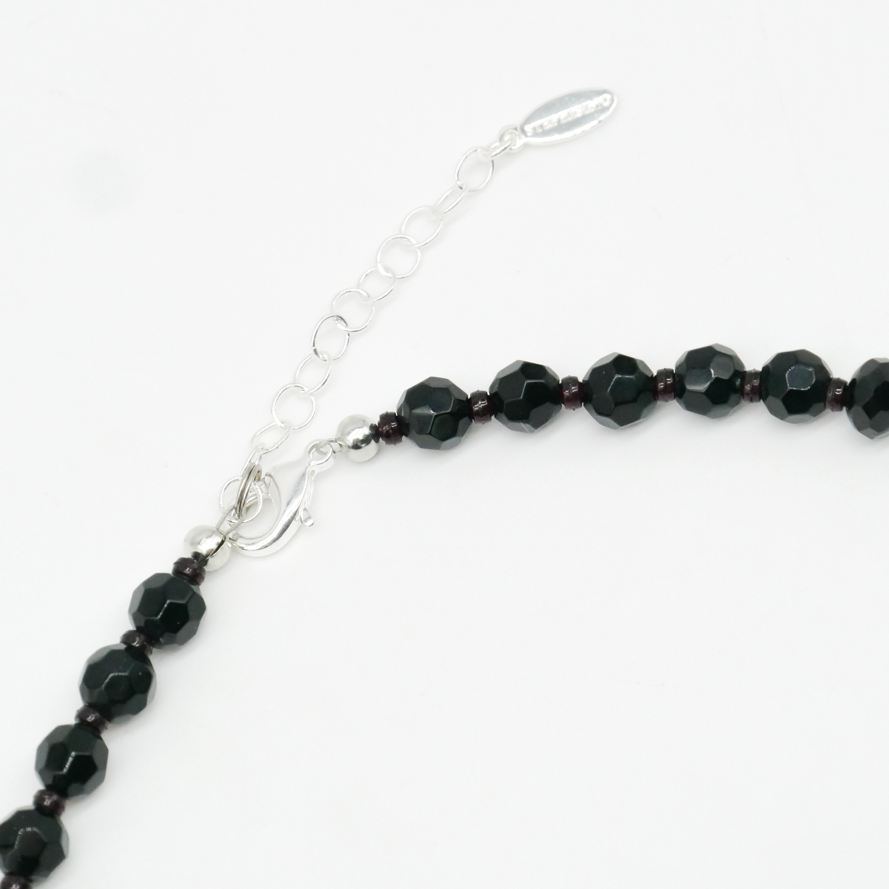  "Jet Schmuck" Kette ca. 55 cm schwarze facettierte Glasperlen Ø 12 mm mit Verlauf
