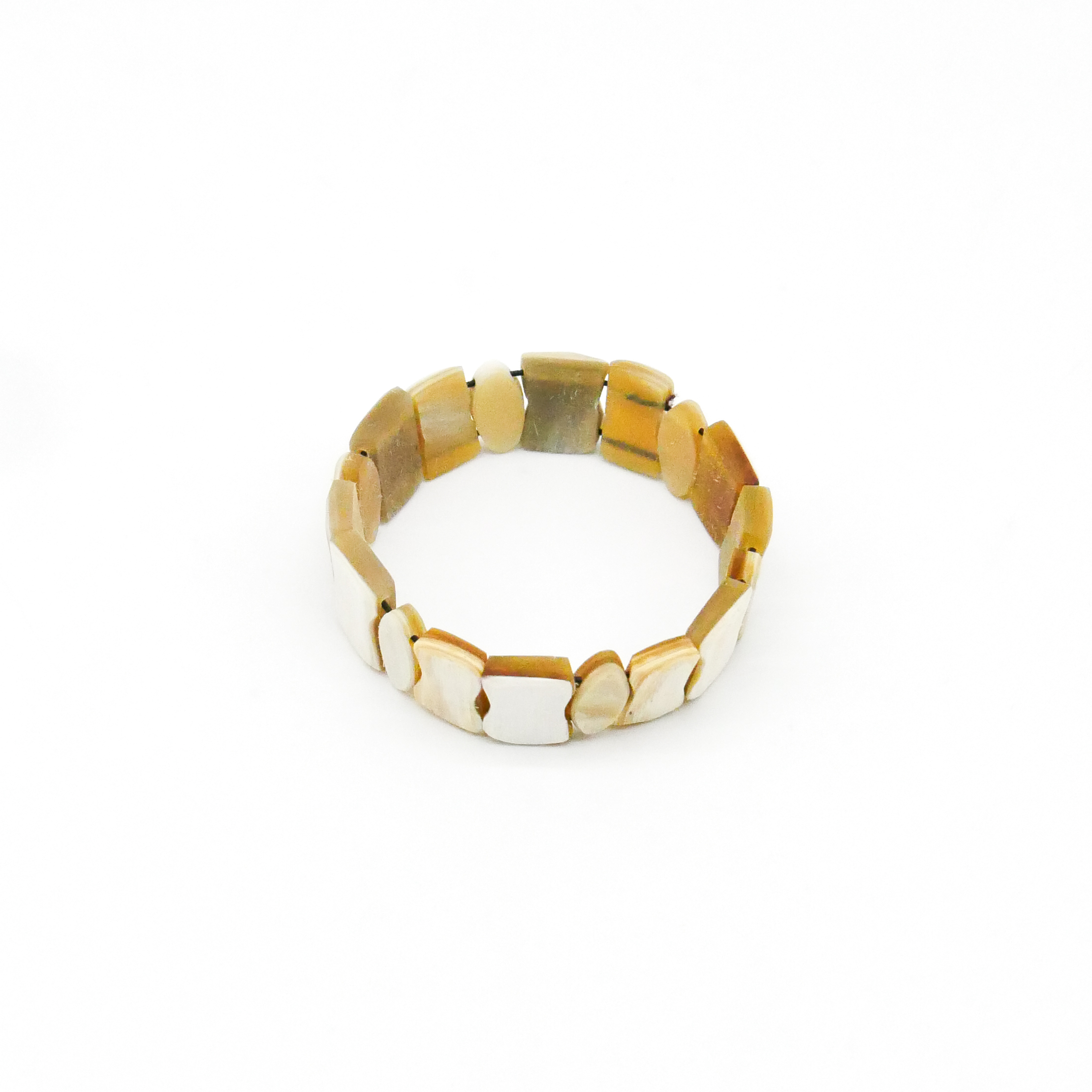  "Craft-Art", Horn Armband auf Gummi verschiedene Formen, weißes Horn matt 