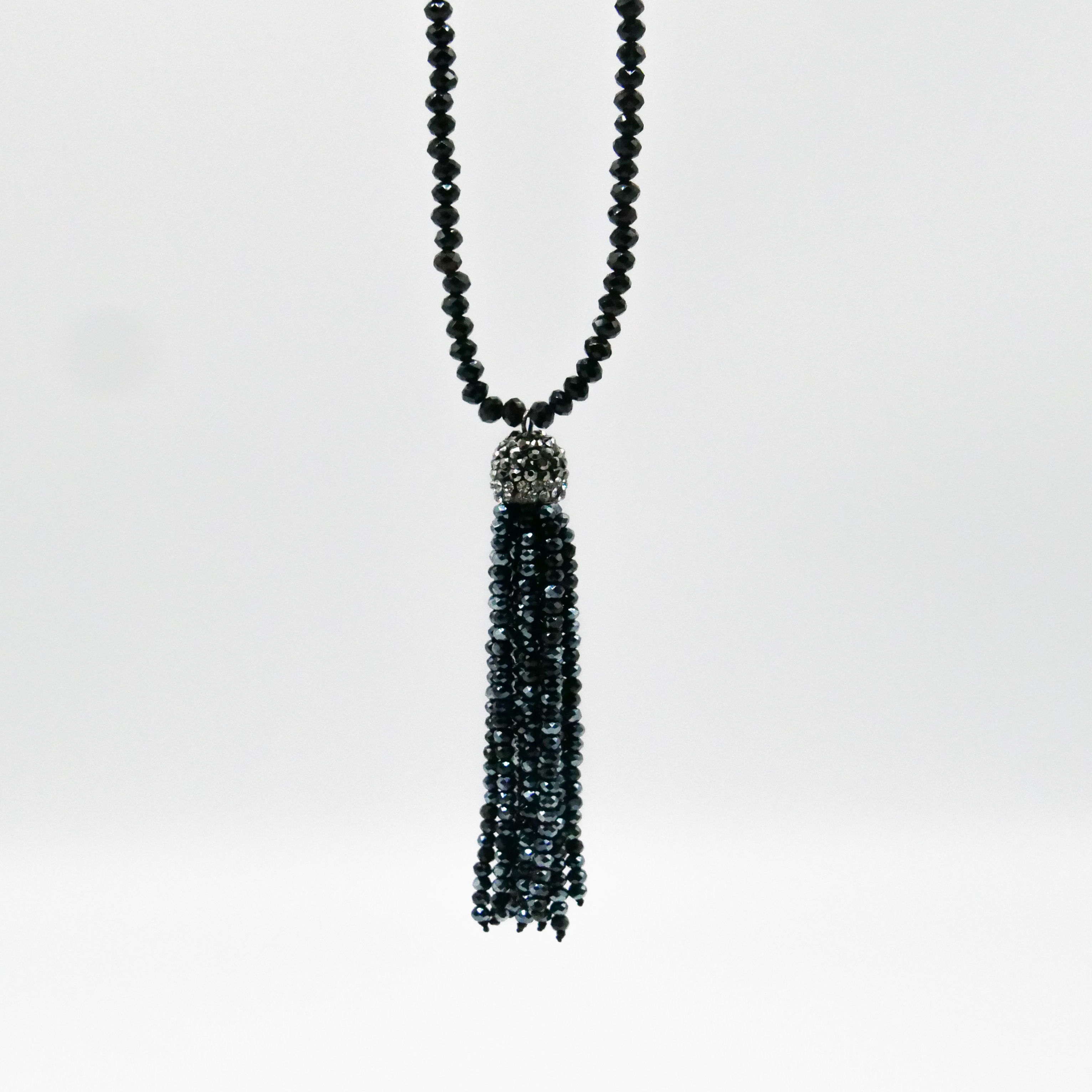  "Jet Schmuck" schwarze Kristallperlen, 4x3 mm, Quaste Kristallglas schwarz 