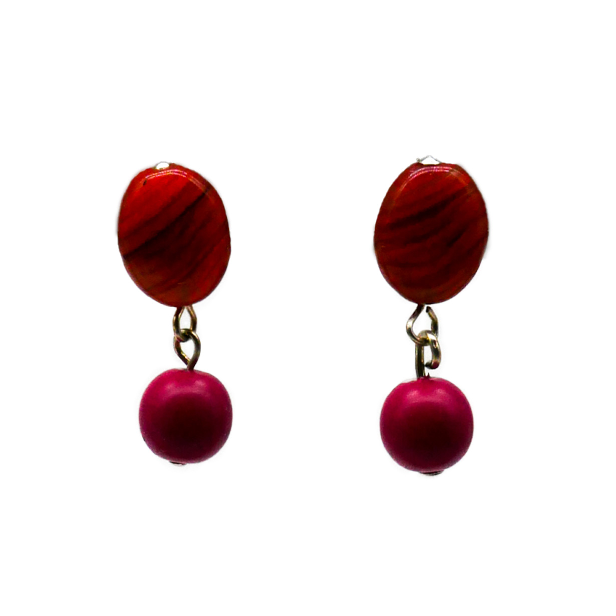 "Summer-Feeling"  Ohrring aus verschiedenen Formen, Glas- und Resin Perlen, pink-orange