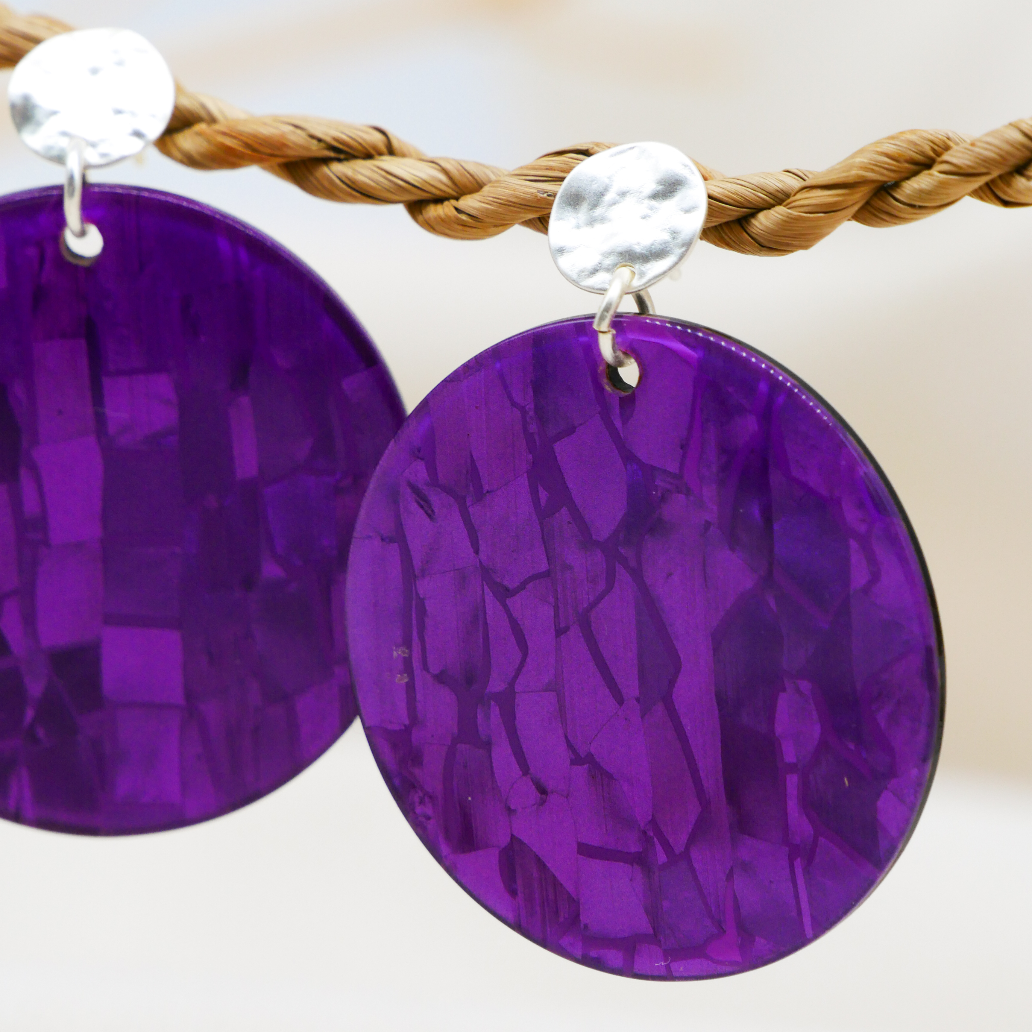"Color Explosion", Ohrstecker Scheibe Ø 40 mm, Oberteil Ø 10 mm vergoldet, purple "Color Explosion", Ohrstecker Scheibe Ø 40 mm, Oberteil Ø 10 mm vergoldet, purple