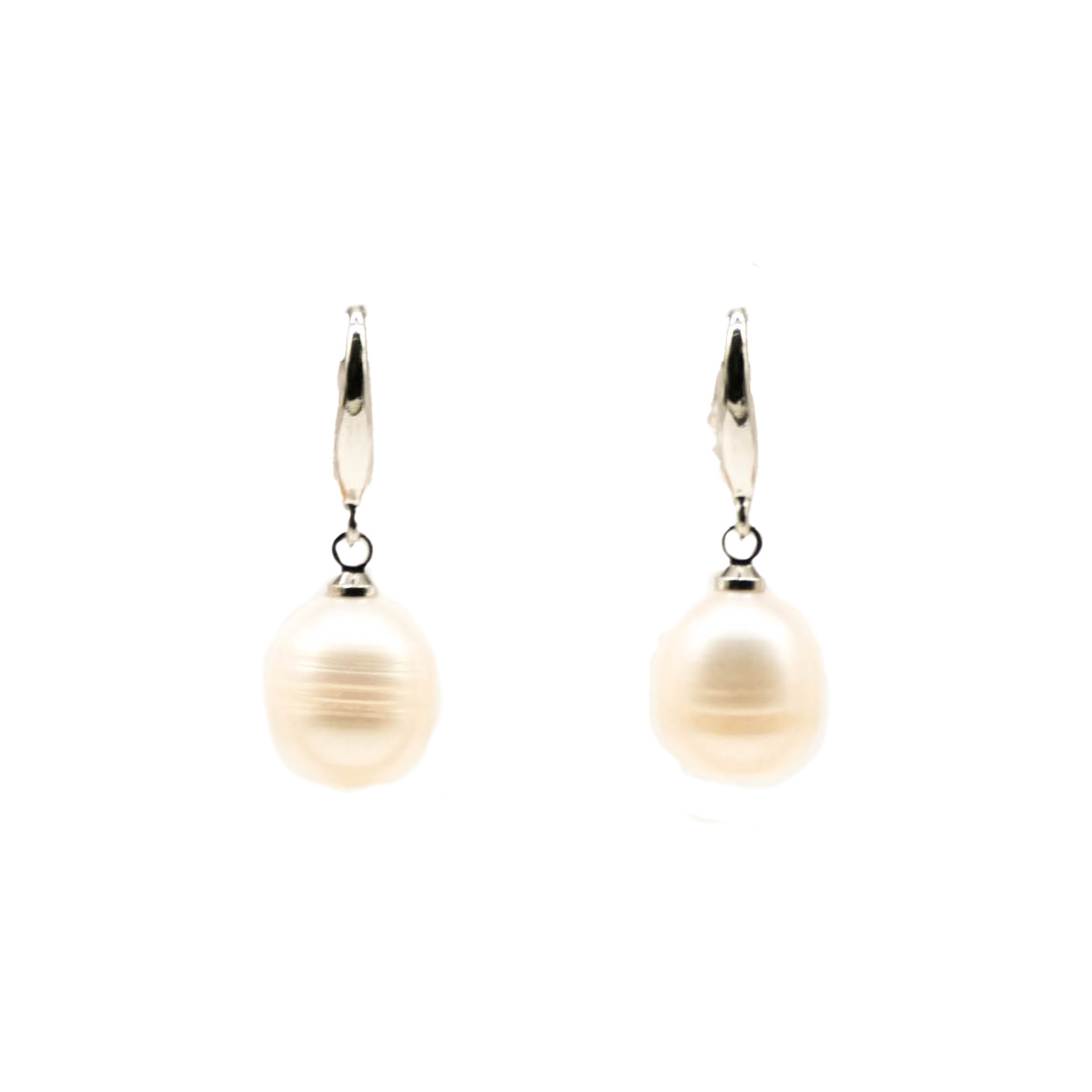 "Freshwater Pearls" Ohrhänger weiße SWZ ca. 10x9mm silberfarben