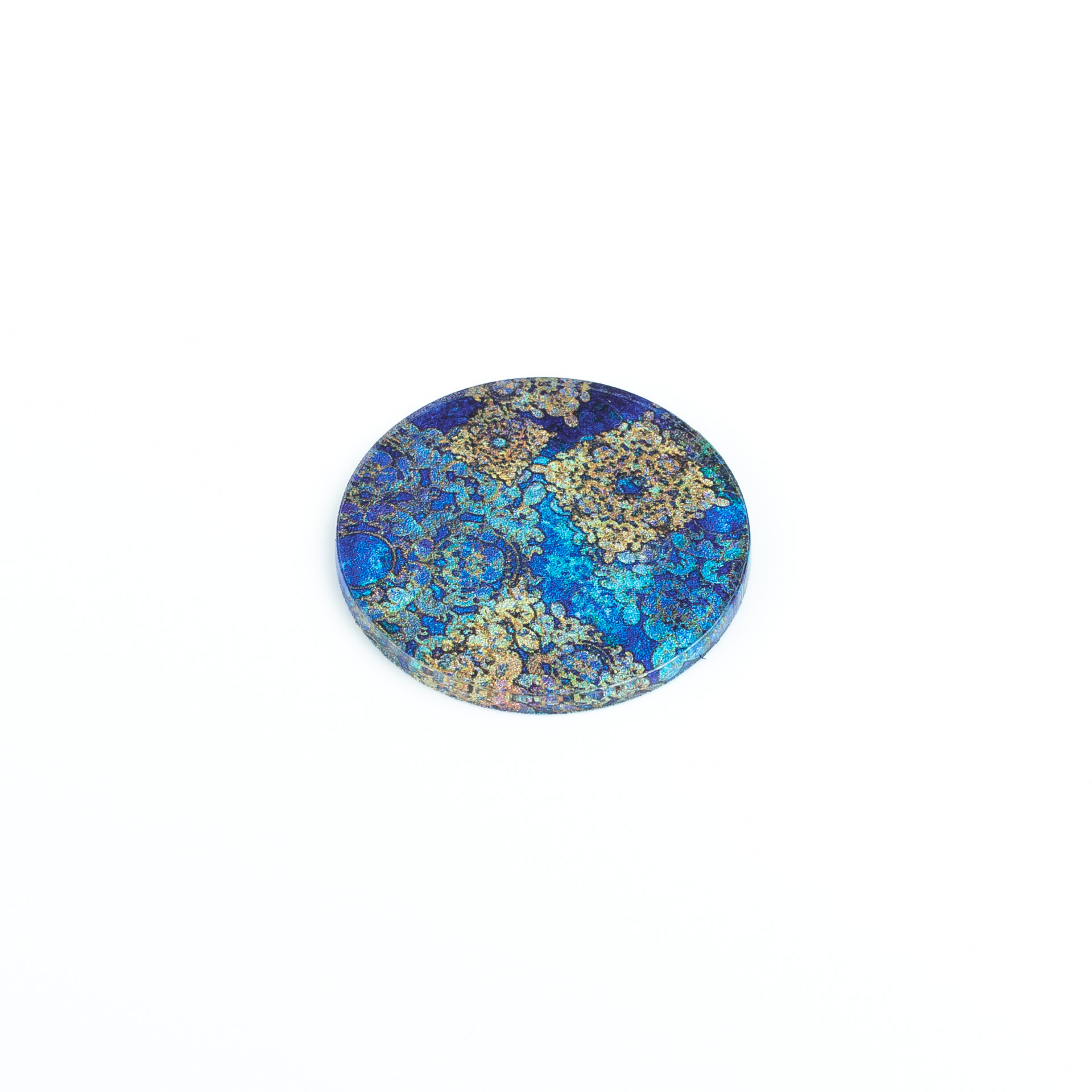 "Medaillon" Kunststoffscheibe - Motiv 6 - Ornamente blau-braun