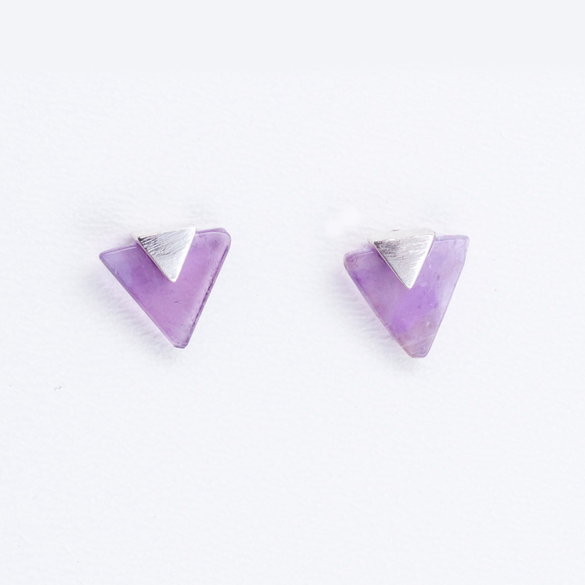 "Fine Filigré" Ohrstecker, Amethyst, Dreieck versilbert