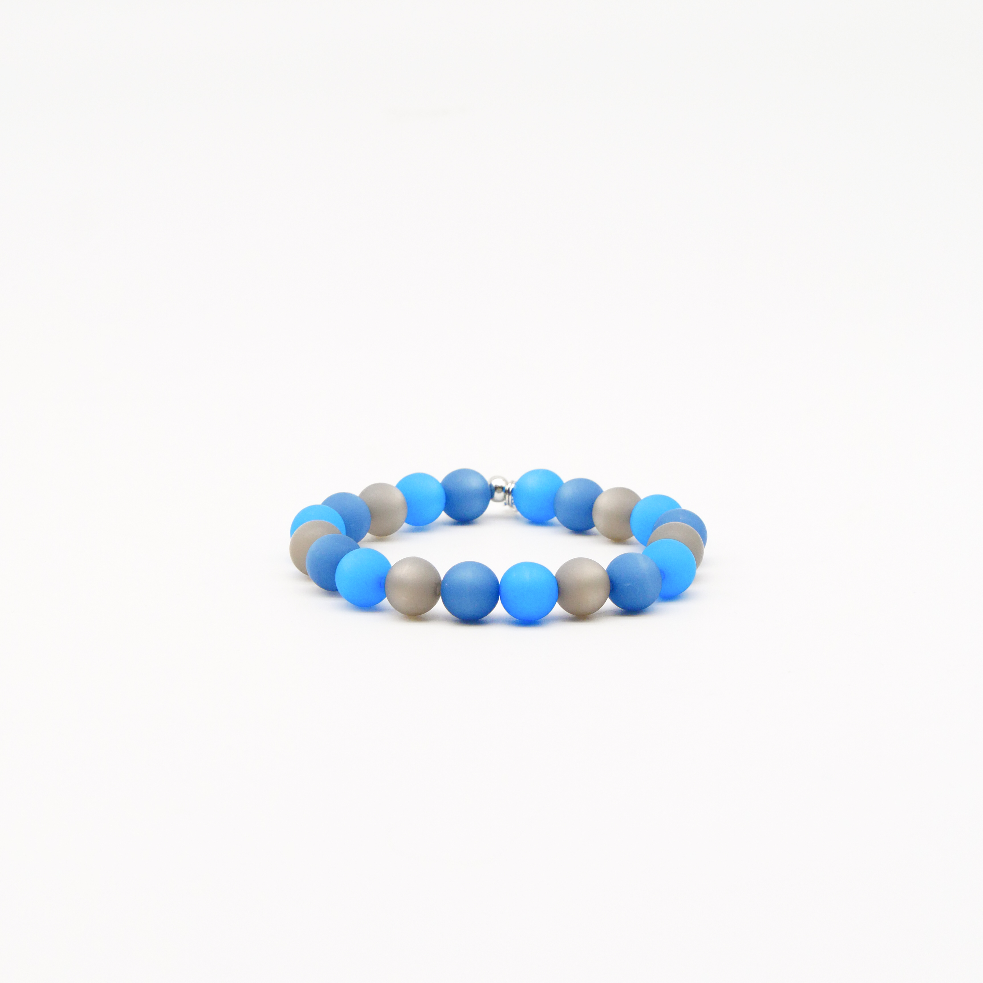 Color Explosion, Armband auf Gummi Polarisperlen ø 10 mm, blau-grau Color Explosion, Armband auf Gummi Polarisperlen ø 10 mm, blau-grau