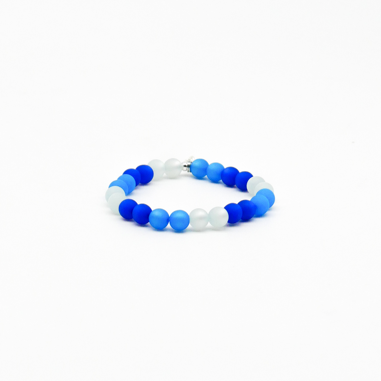  Color Explosion, Armband auf Gummi Ø 8 mm, Glas- und Polaris Perlen, Erde dunkelblau