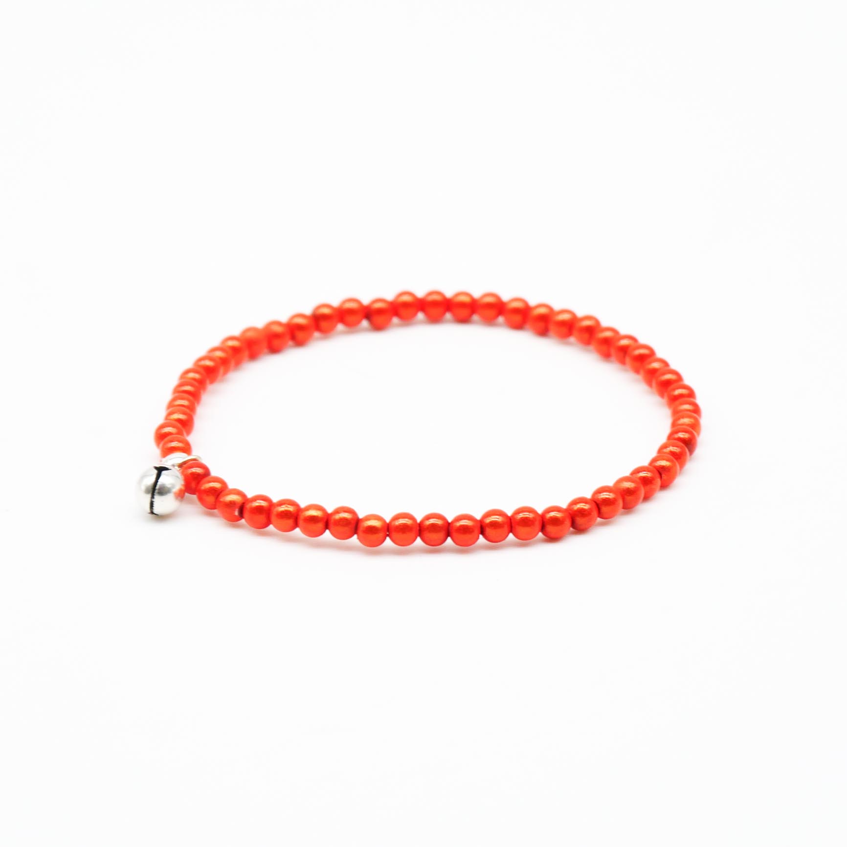 "Summer Feeling", elastisches Armband, ø 4mm Perlen, Glöckchen, Miracle Beads, orange