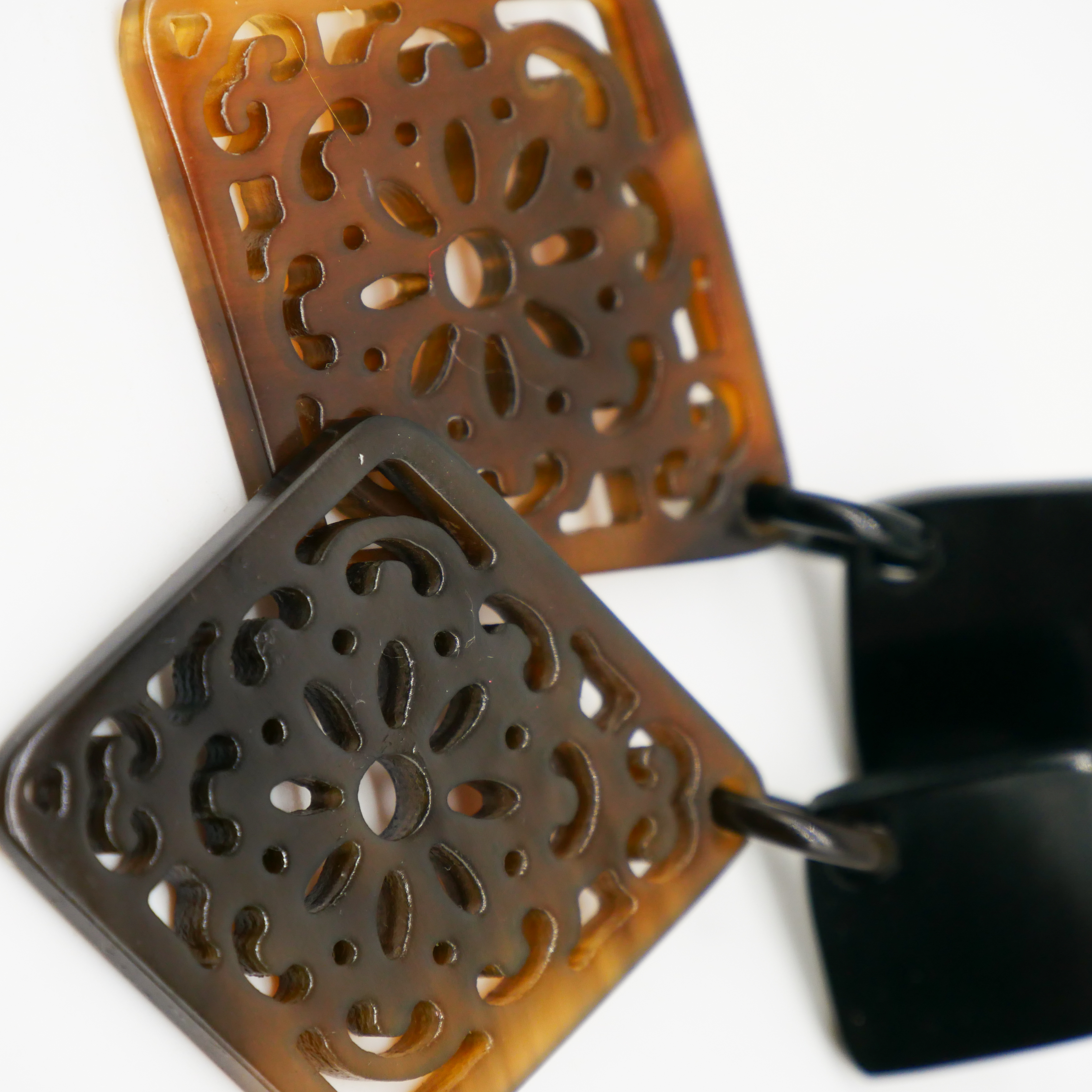 "Craft Art", Ohrring "Rectangle" braunes Horn "Craft Art", Ohrring "Rectangle" braunes Horn