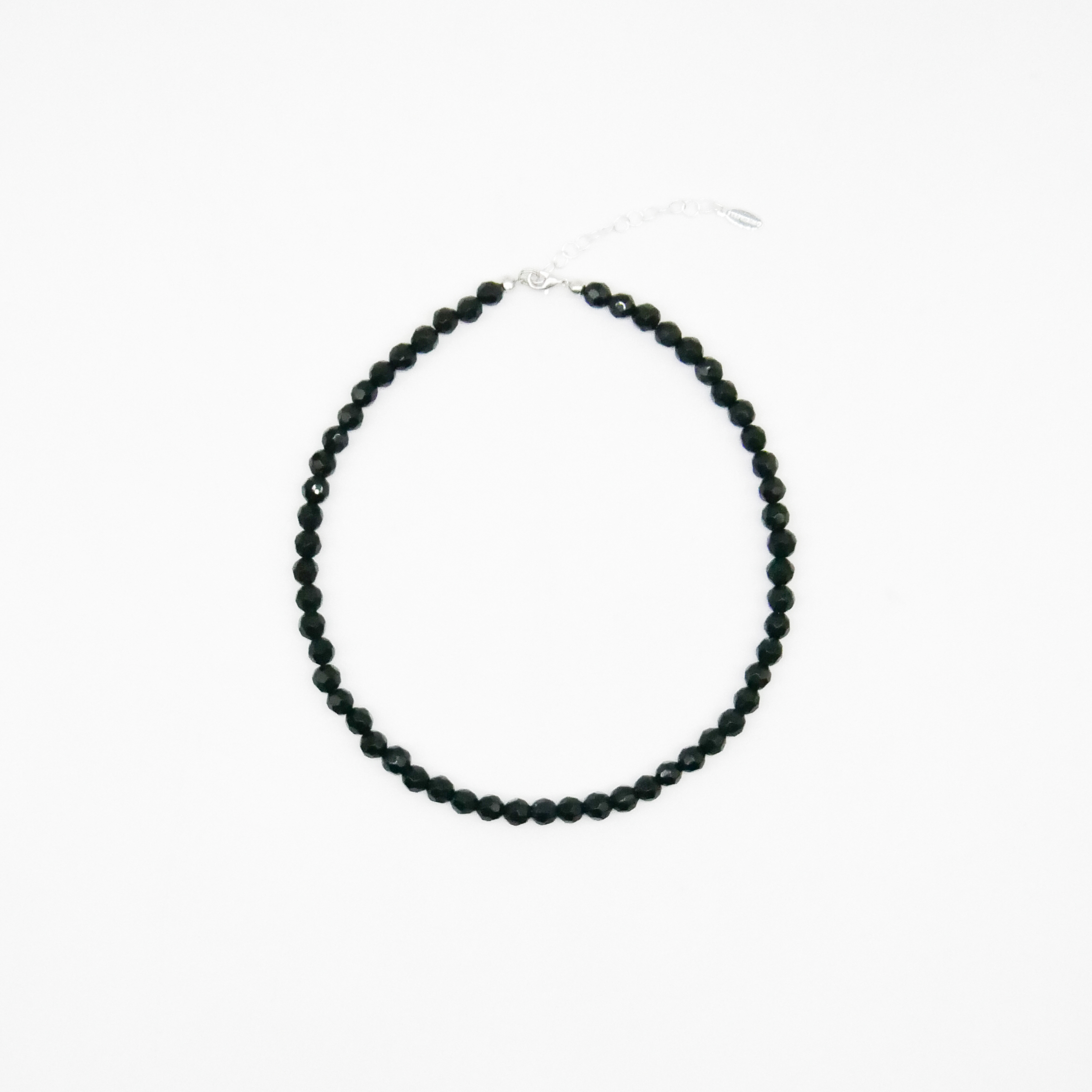  "Jet Schmuck" Kette ca. 45 cm schwarze facettierte Glasperlen Ø 8 mm 